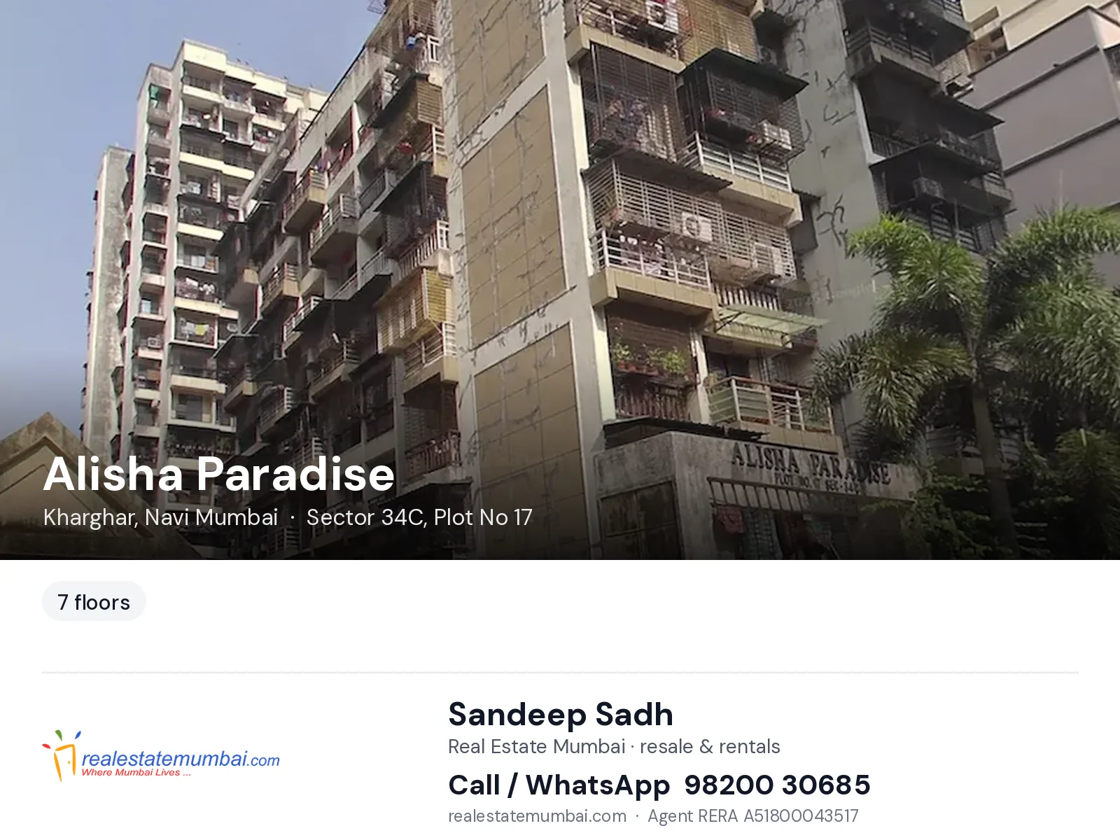 Alisha Paradise, Kharghar, Navi Mumbai — flats | Real Estate Mumbai, Sandeep Sadh 98200 30685