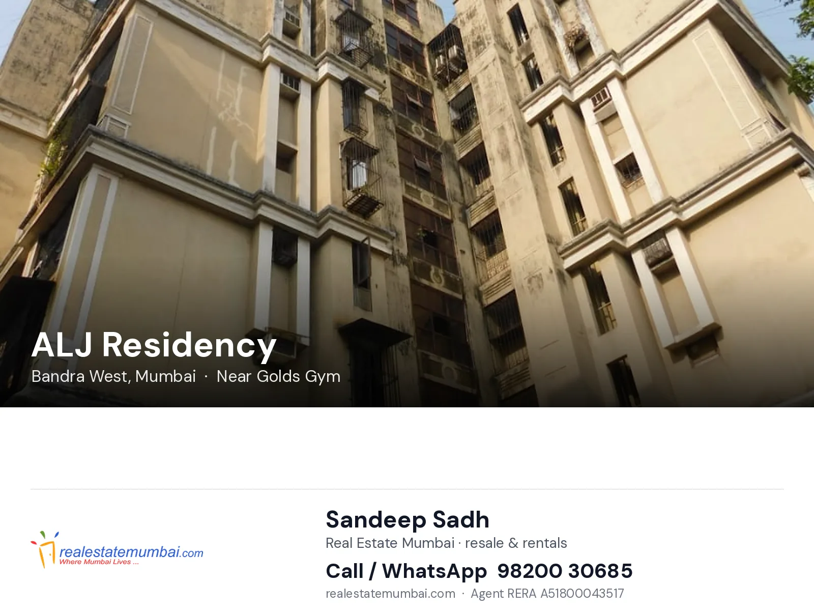 ALJ Residency, Bandra West, Mumbai — flats | Real Estate Mumbai, Sandeep Sadh 98200 30685
