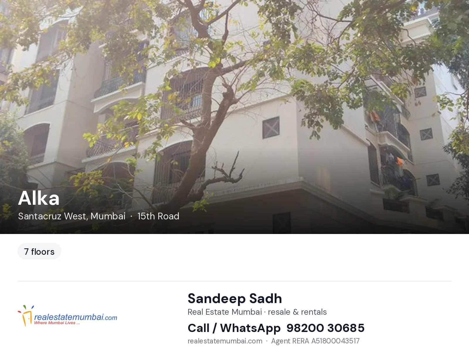 Alka, Santacruz West, Mumbai — flats | Real Estate Mumbai, Sandeep Sadh 98200 30685