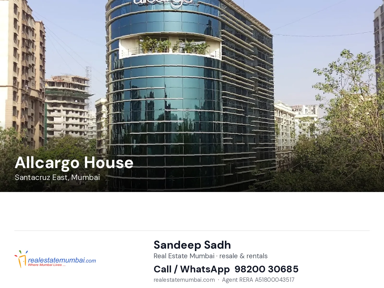 Allcargo House, Santacruz East, Mumbai — flats | Real Estate Mumbai, Sandeep Sadh 98200 30685