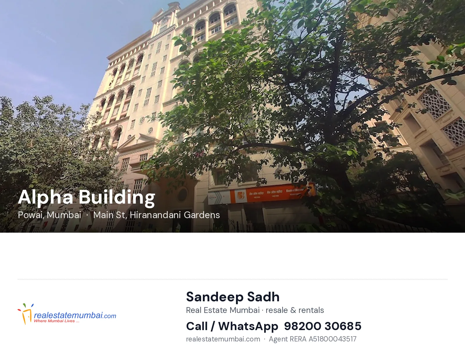 Alpha Building, Powai, Mumbai — flats | Real Estate Mumbai, Sandeep Sadh 98200 30685