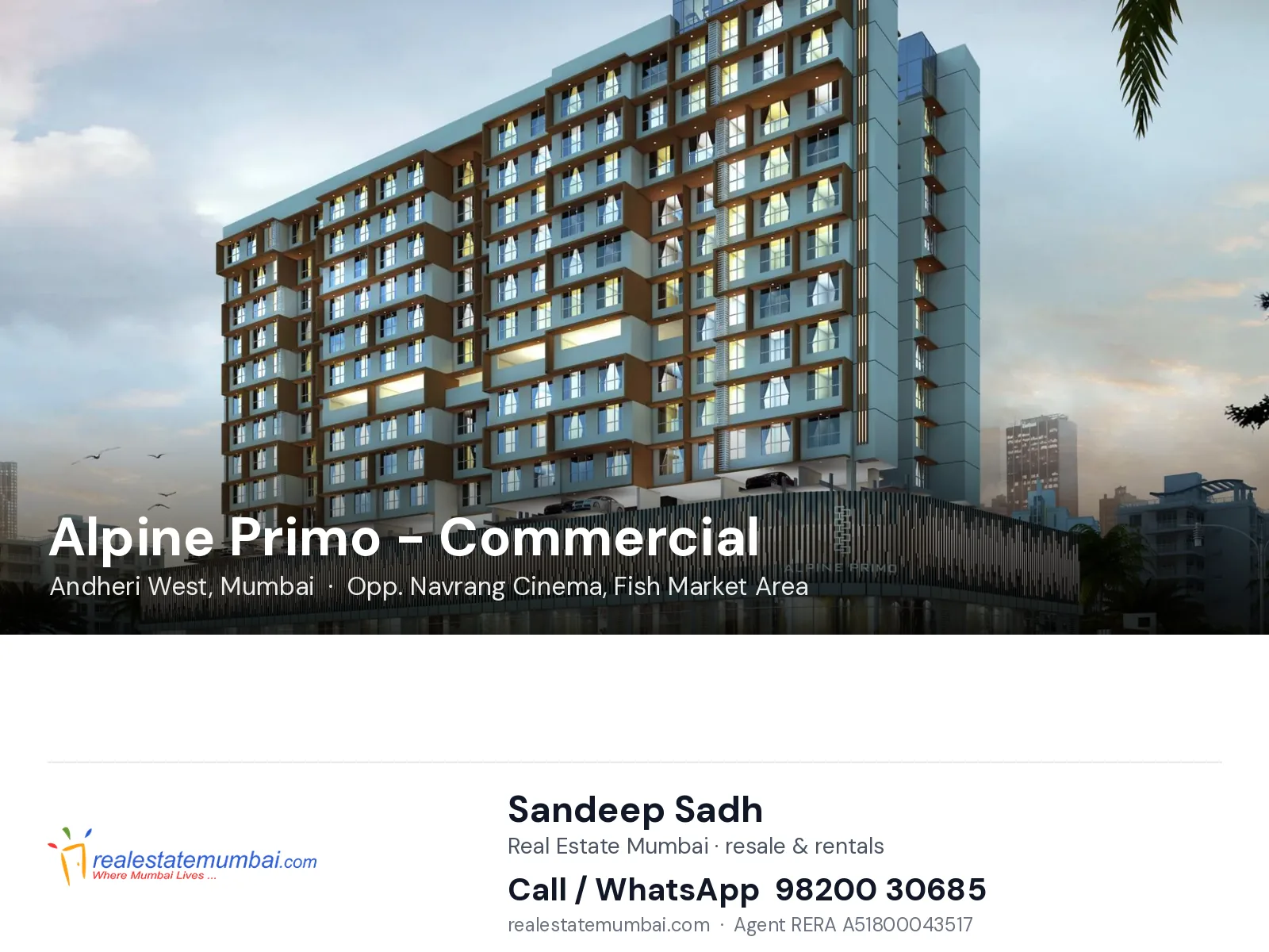 Alpine Primo - Commercial, Andheri West, Mumbai — flats | Real Estate Mumbai, Sandeep Sadh 98200 30685