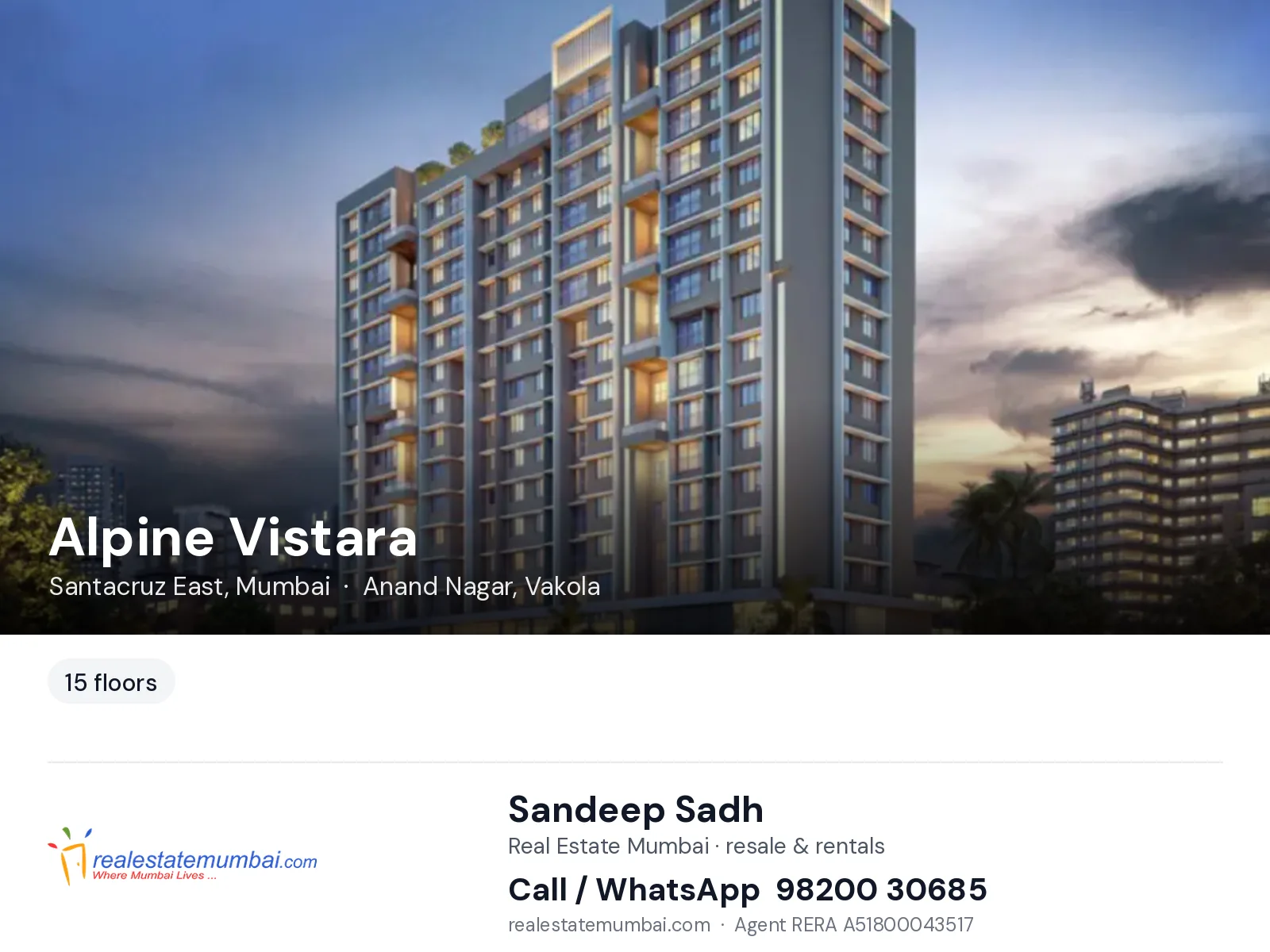 Alpine Vistara, Santacruz East, Mumbai — flats | Real Estate Mumbai, Sandeep Sadh 98200 30685