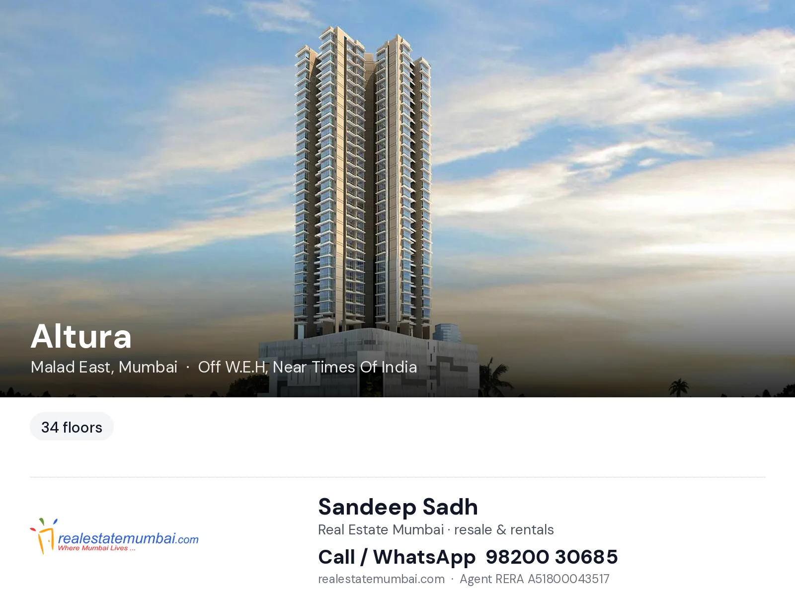 Altura, Malad East, Mumbai — flats | Real Estate Mumbai, Sandeep Sadh 98200 30685