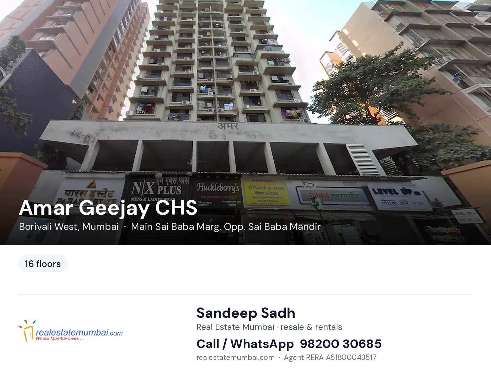 Amar Geejay CHS, Borivali West, Mumbai — flats | Real Estate Mumbai, Sandeep Sadh 98200 30685