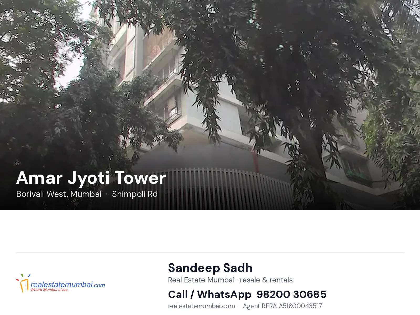 Amar Jyoti Tower, Borivali West, Mumbai — flats | Real Estate Mumbai, Sandeep Sadh 98200 30685