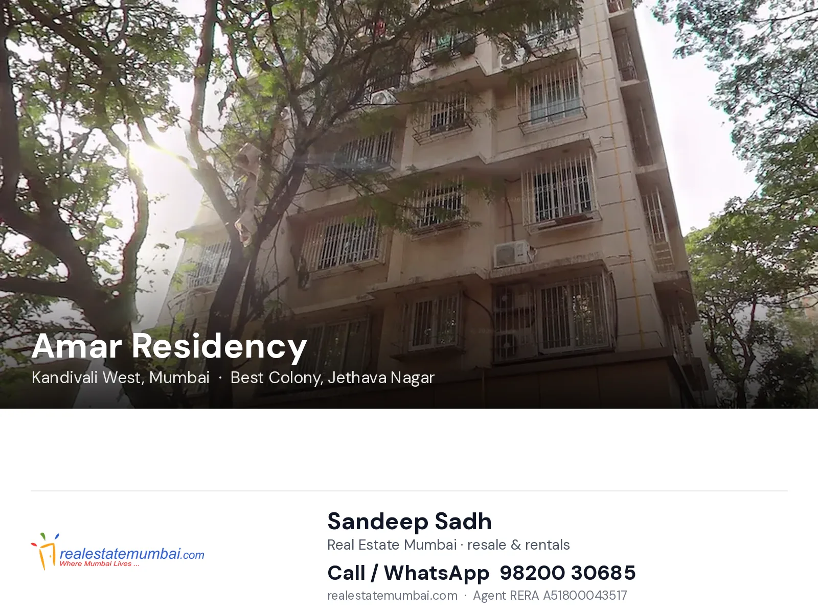 Amar Residency, Kandivali West, Mumbai — flats | Real Estate Mumbai, Sandeep Sadh 98200 30685