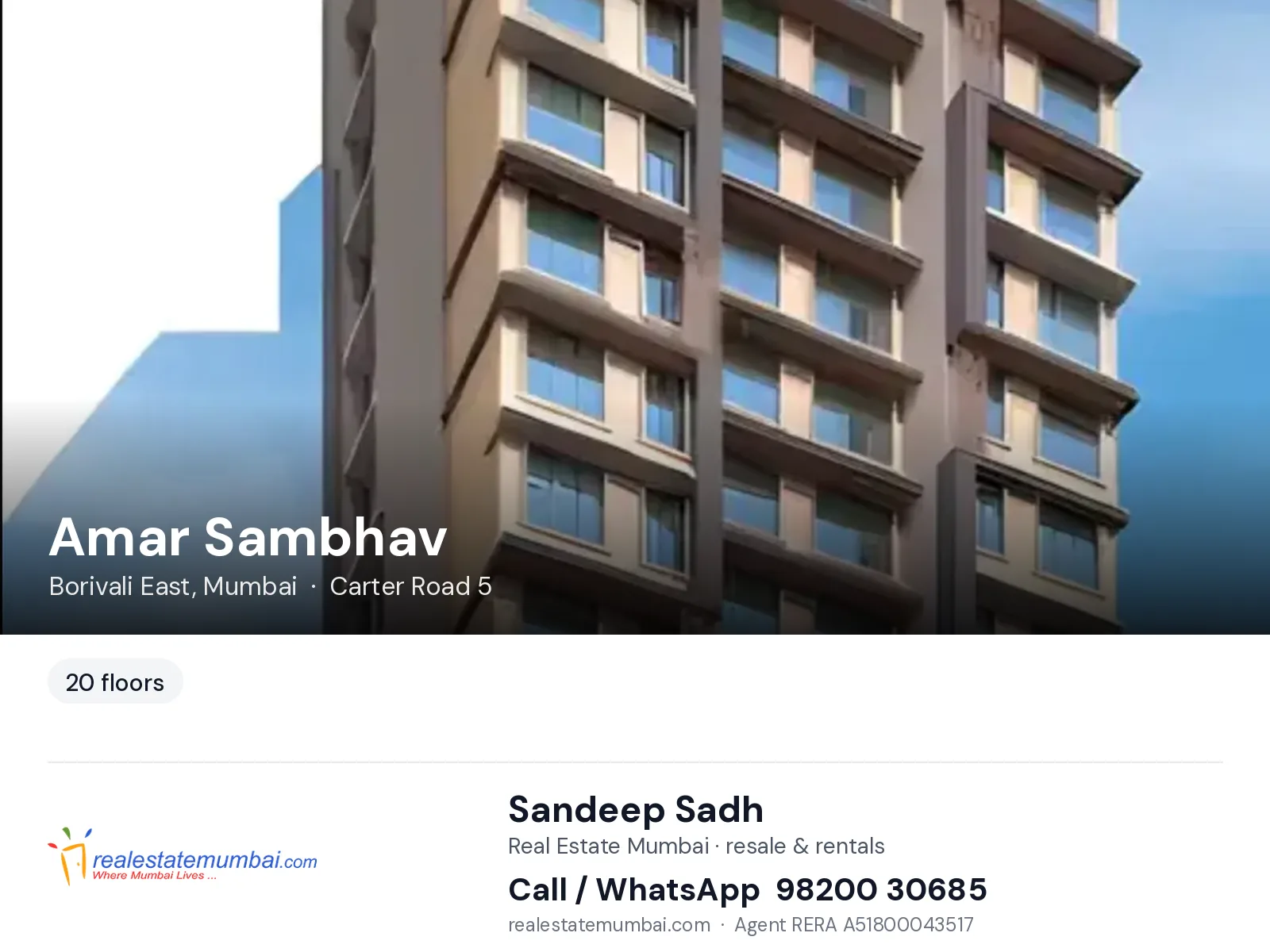 Amar Sambhav, Borivali East, Mumbai — flats | Real Estate Mumbai, Sandeep Sadh 98200 30685