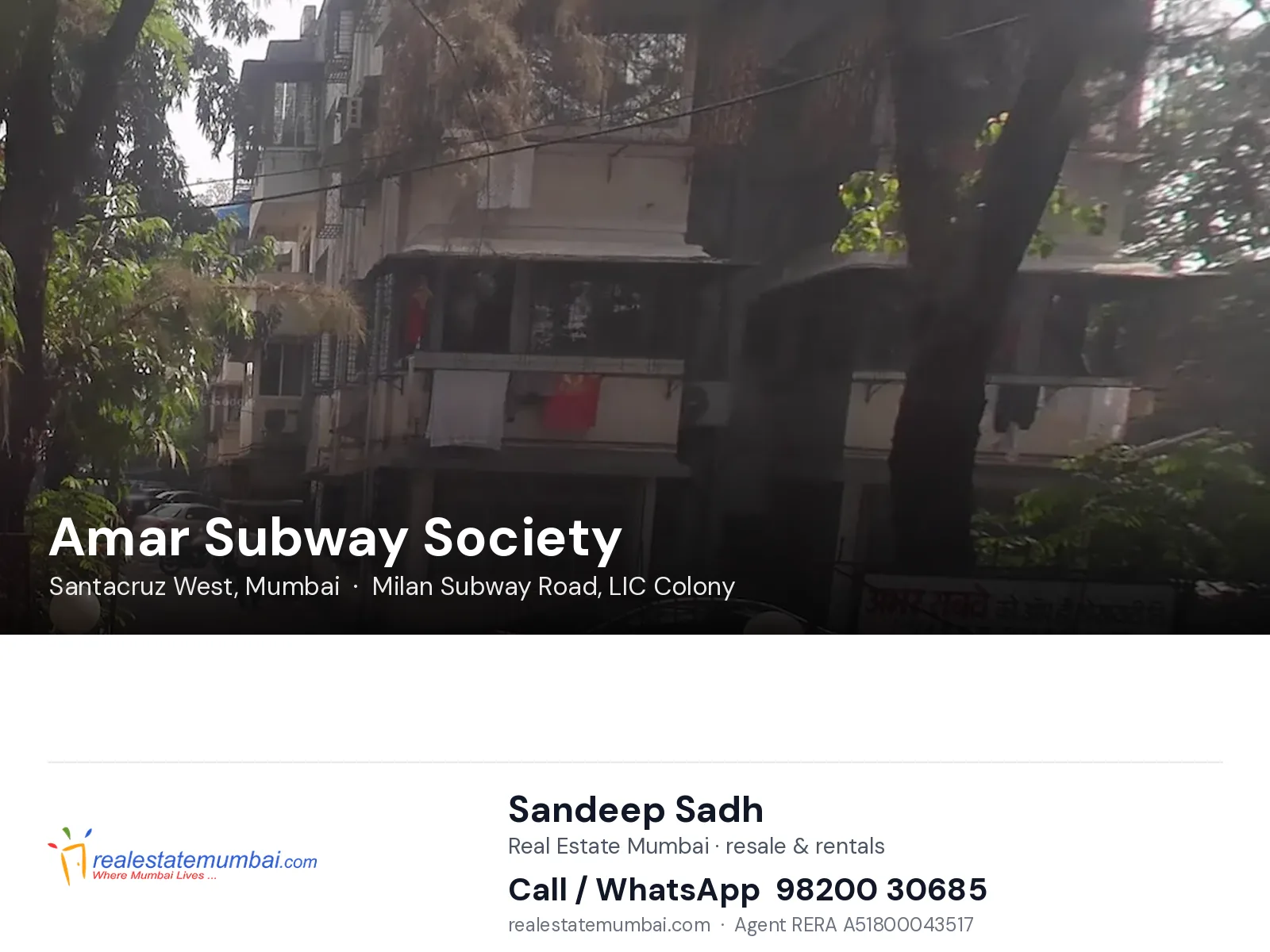 Amar Subway Society, Santacruz West, Mumbai — flats | Real Estate Mumbai, Sandeep Sadh 98200 30685