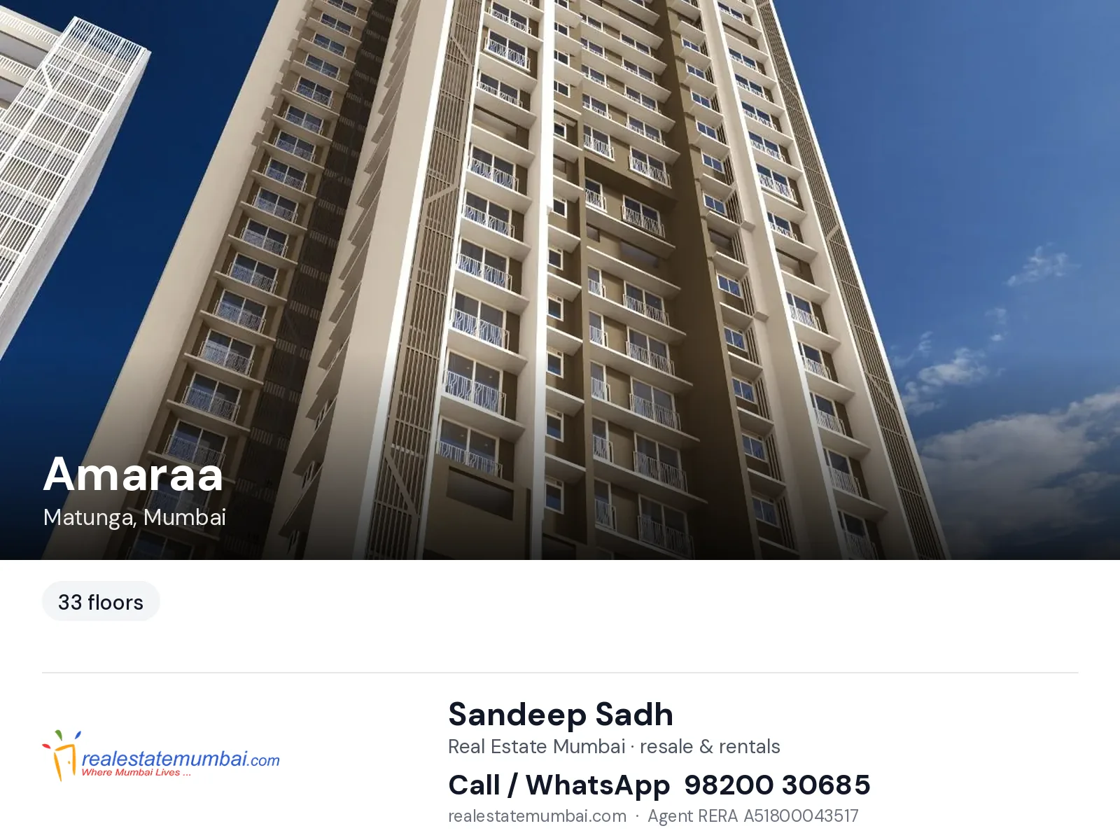 Amaraa, Matunga, Mumbai — flats | Real Estate Mumbai, Sandeep Sadh 98200 30685
