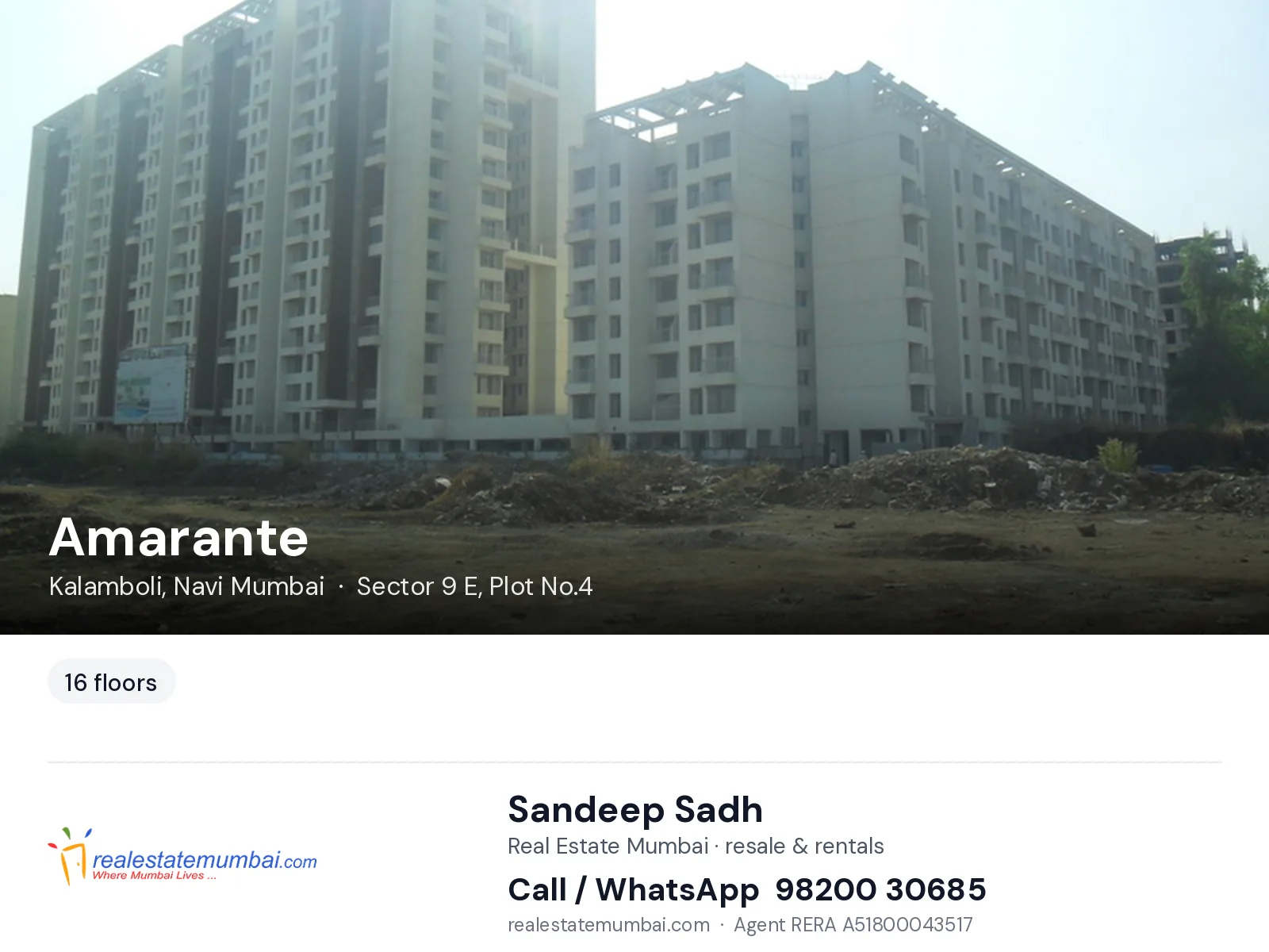Amarante, Kalamboli, Navi Mumbai — flats | Real Estate Mumbai, Sandeep Sadh 98200 30685