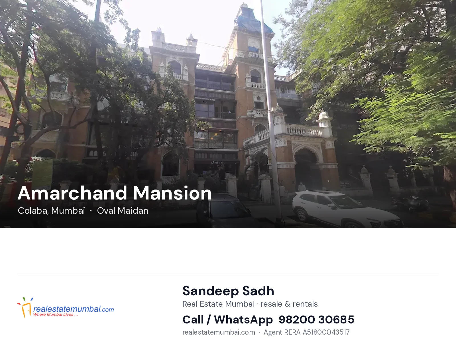 Amarchand Mansion, Colaba, Mumbai — flats | Real Estate Mumbai, Sandeep Sadh 98200 30685