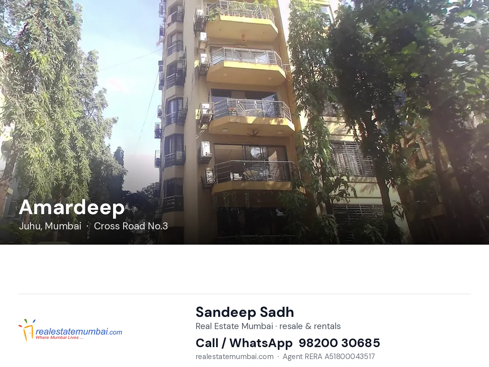 Amardeep, Juhu, Mumbai — flats | Real Estate Mumbai, Sandeep Sadh 98200 30685