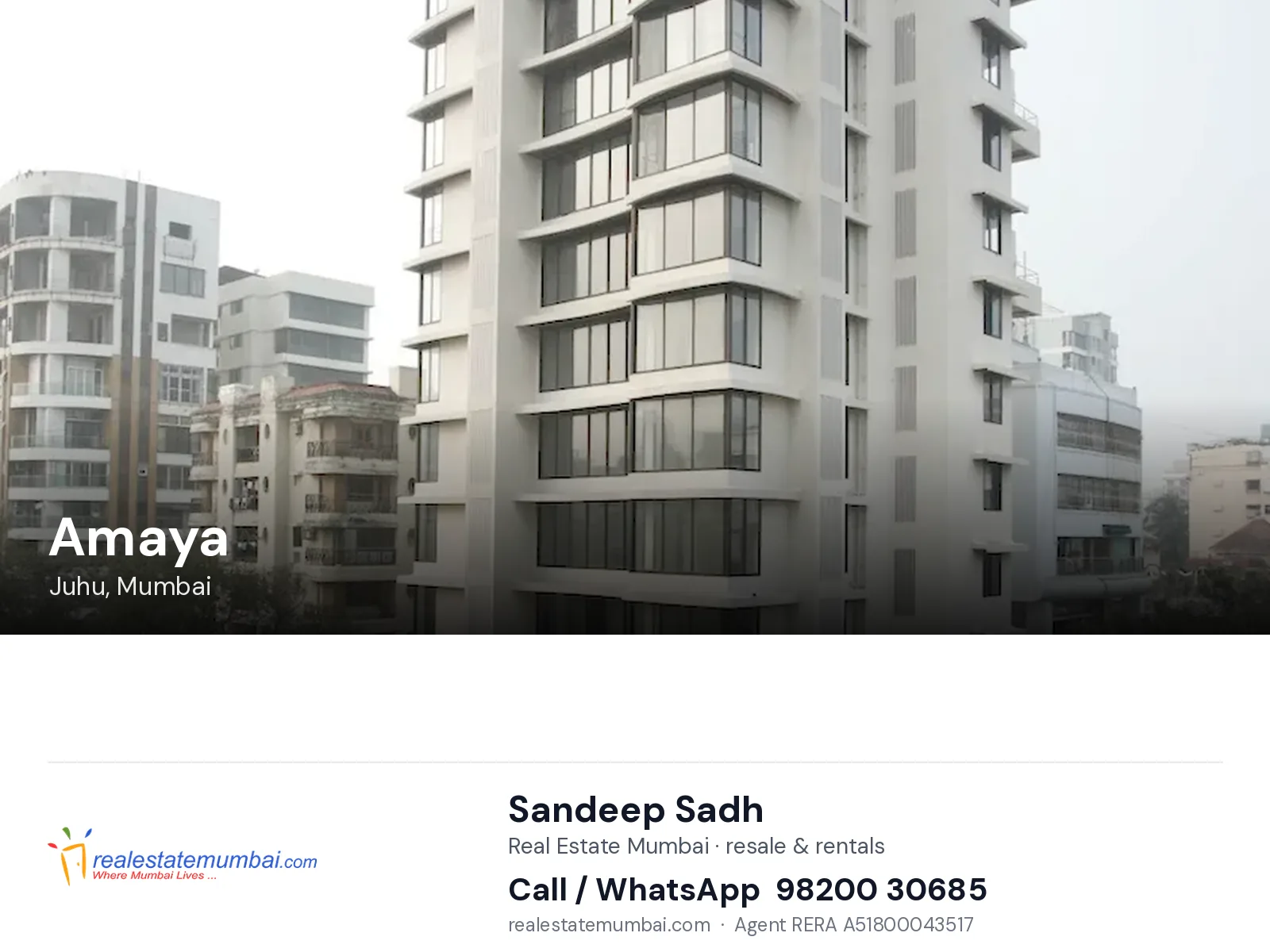 Amaya, Juhu, Mumbai — flats | Real Estate Mumbai, Sandeep Sadh 98200 30685
