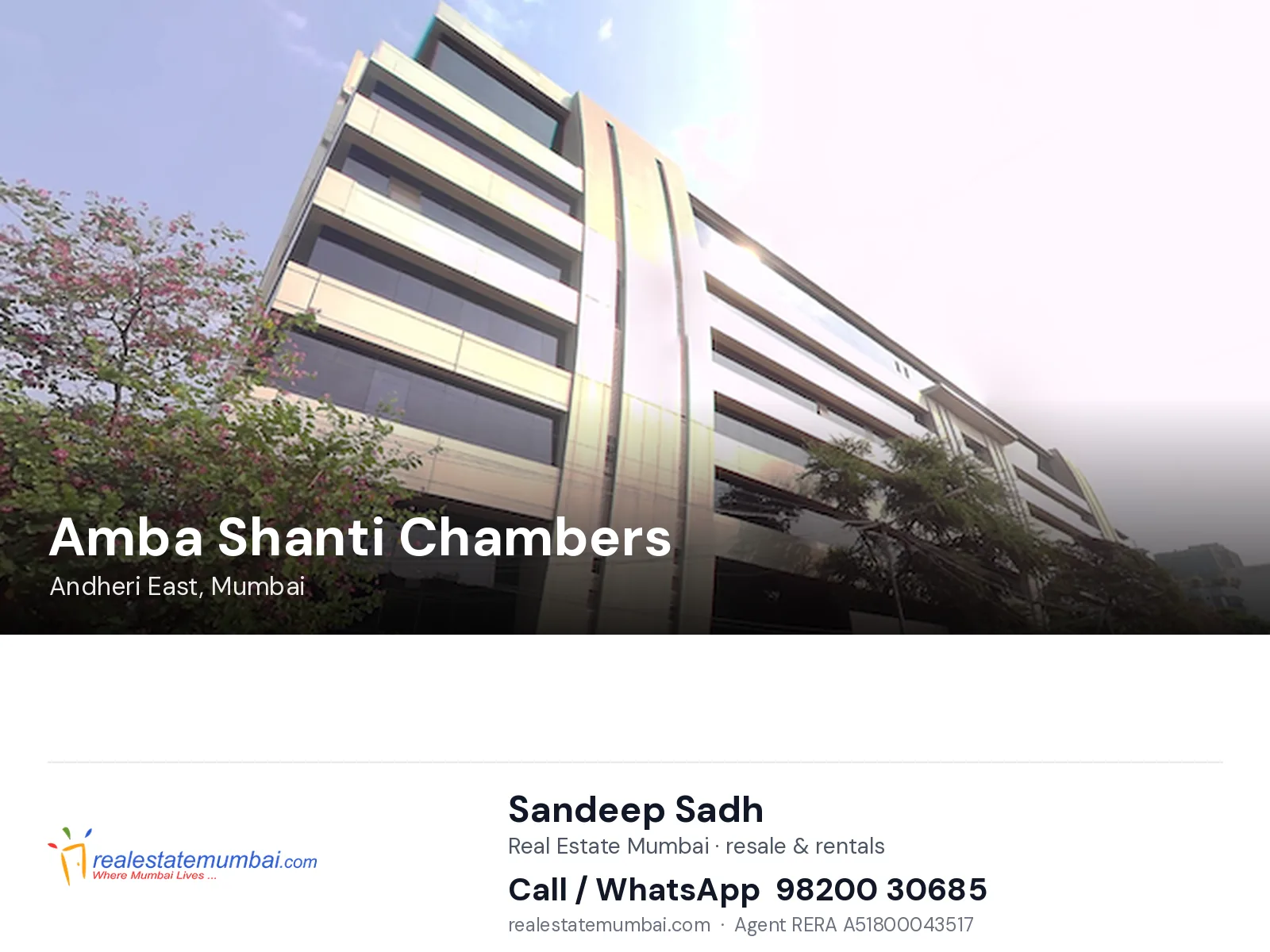Amba Shanti Chambers, Andheri East, Mumbai — flats | Real Estate Mumbai, Sandeep Sadh 98200 30685