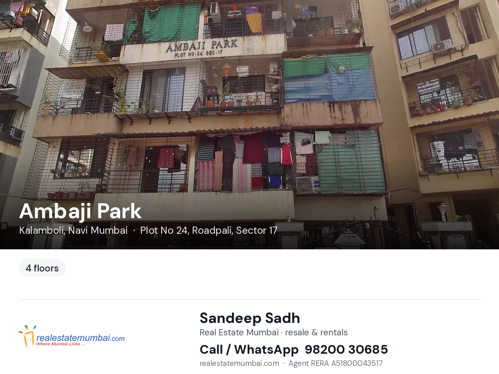 Ambaji Park, Kalamboli, Navi Mumbai — flats | Real Estate Mumbai, Sandeep Sadh 98200 30685