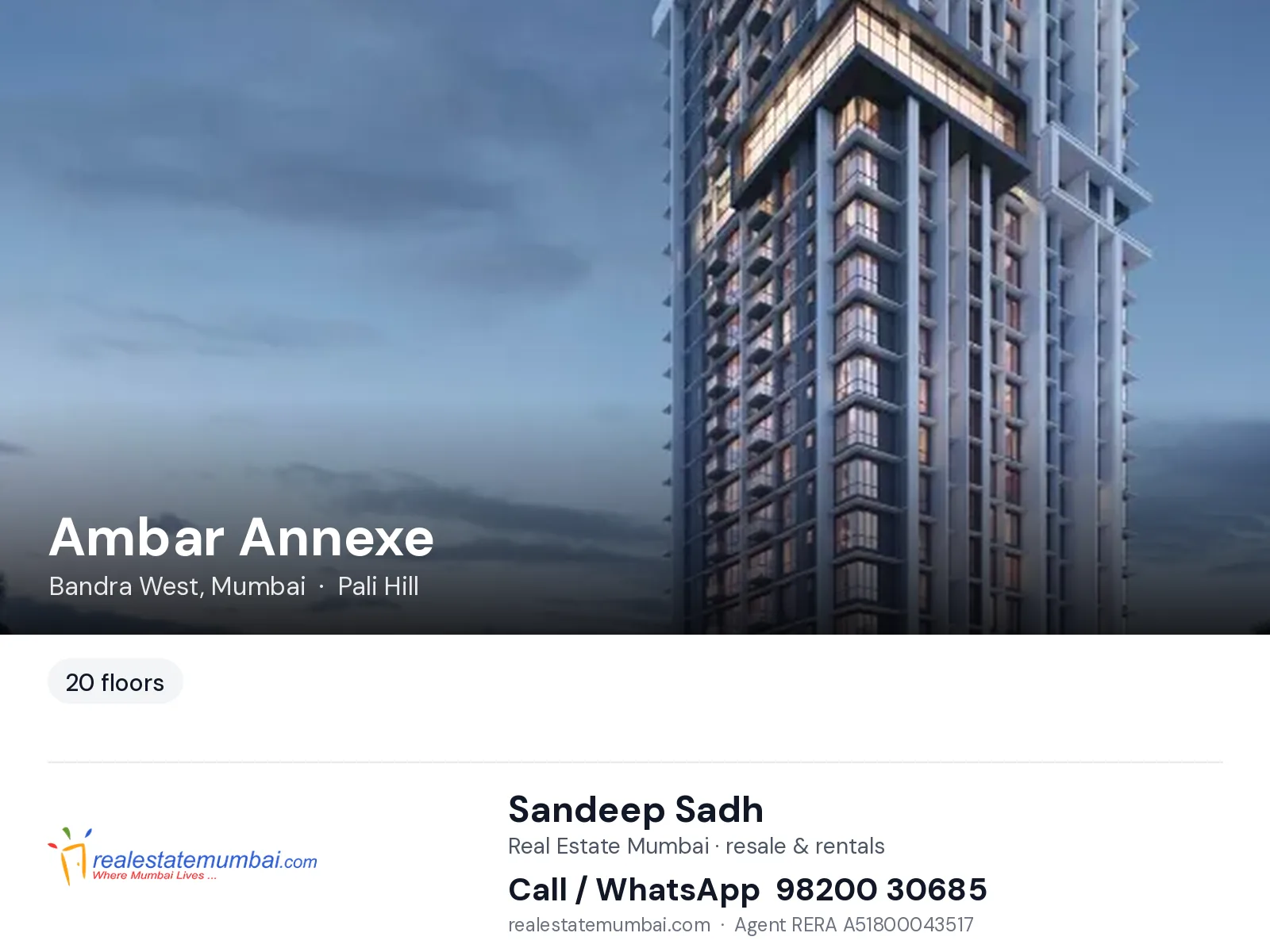 Ambar Annexe, Bandra West, Mumbai — flats | Real Estate Mumbai, Sandeep Sadh 98200 30685