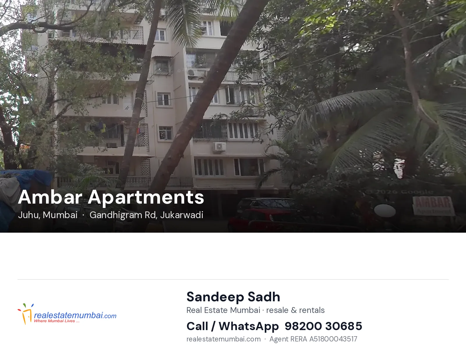 Ambar Apartments, Juhu, Mumbai — flats | Real Estate Mumbai, Sandeep Sadh 98200 30685
