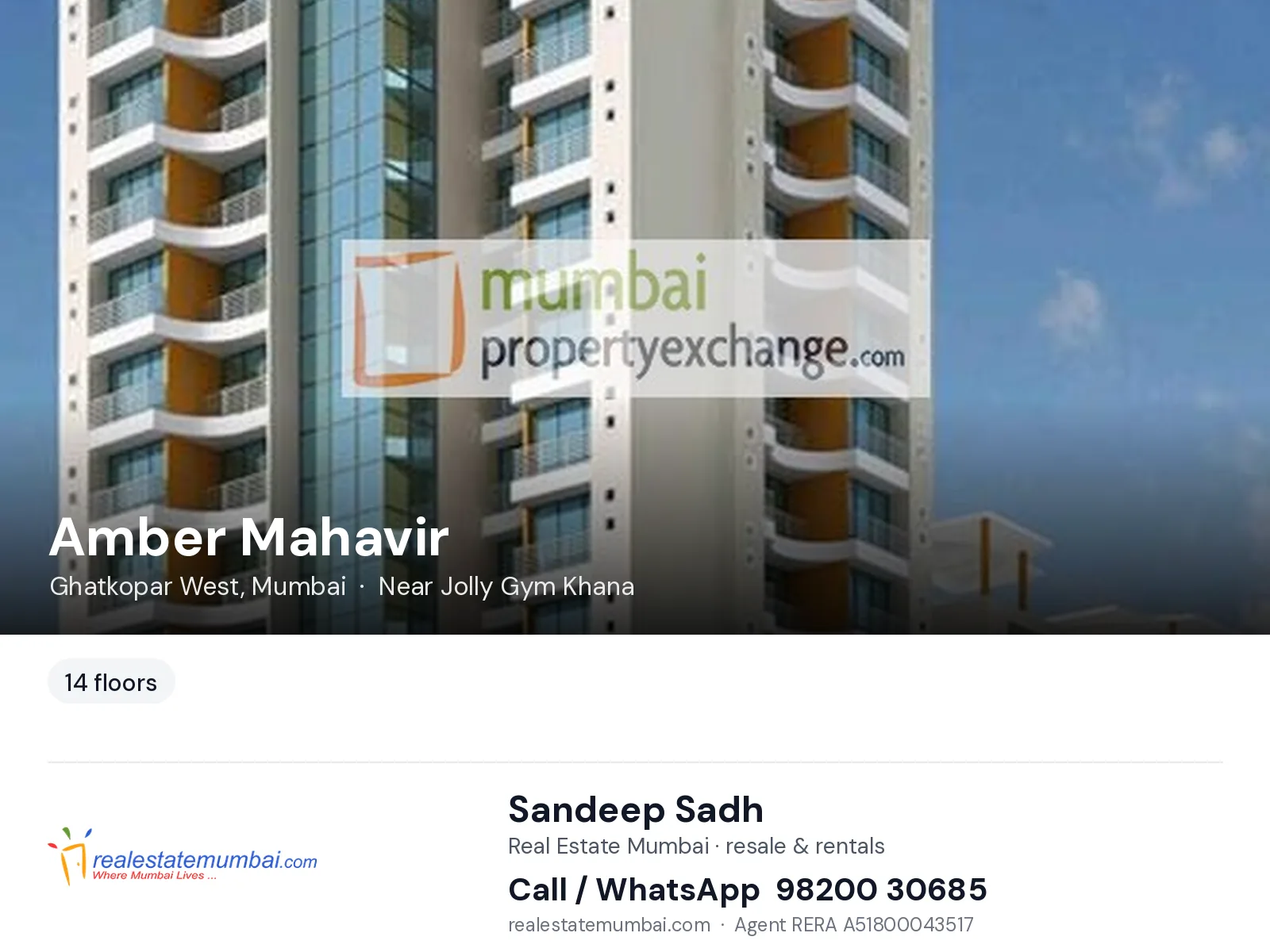 Amber Mahavir, Ghatkopar West, Mumbai — flats | Real Estate Mumbai, Sandeep Sadh 98200 30685
