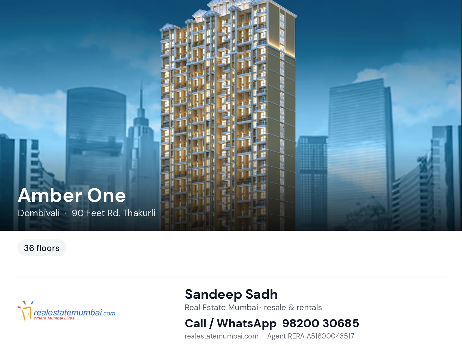 Amber One, Dombivali — flats | Real Estate Mumbai, Sandeep Sadh 98200 30685