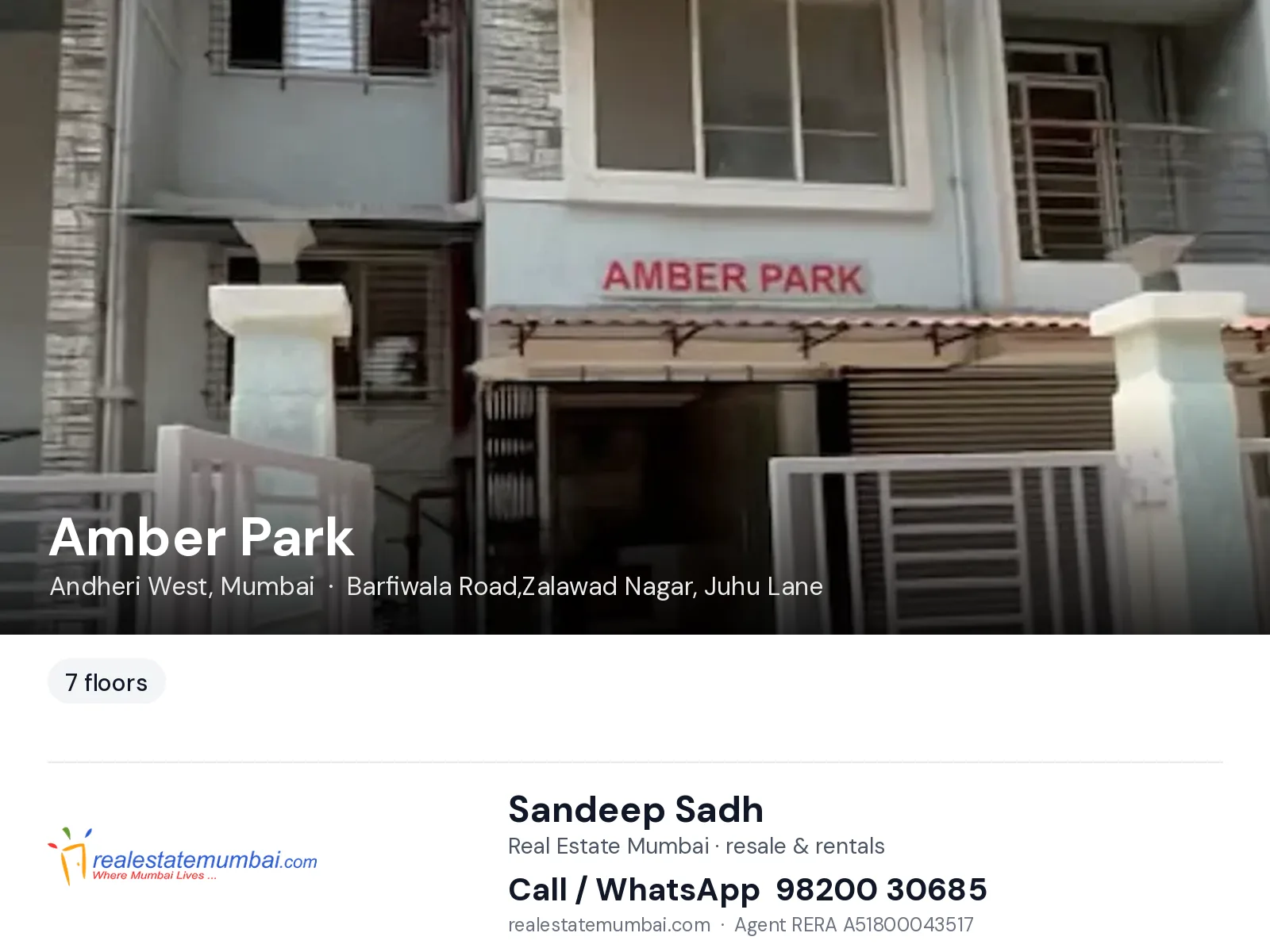Amber Park, Andheri West, Mumbai — flats | Real Estate Mumbai, Sandeep Sadh 98200 30685