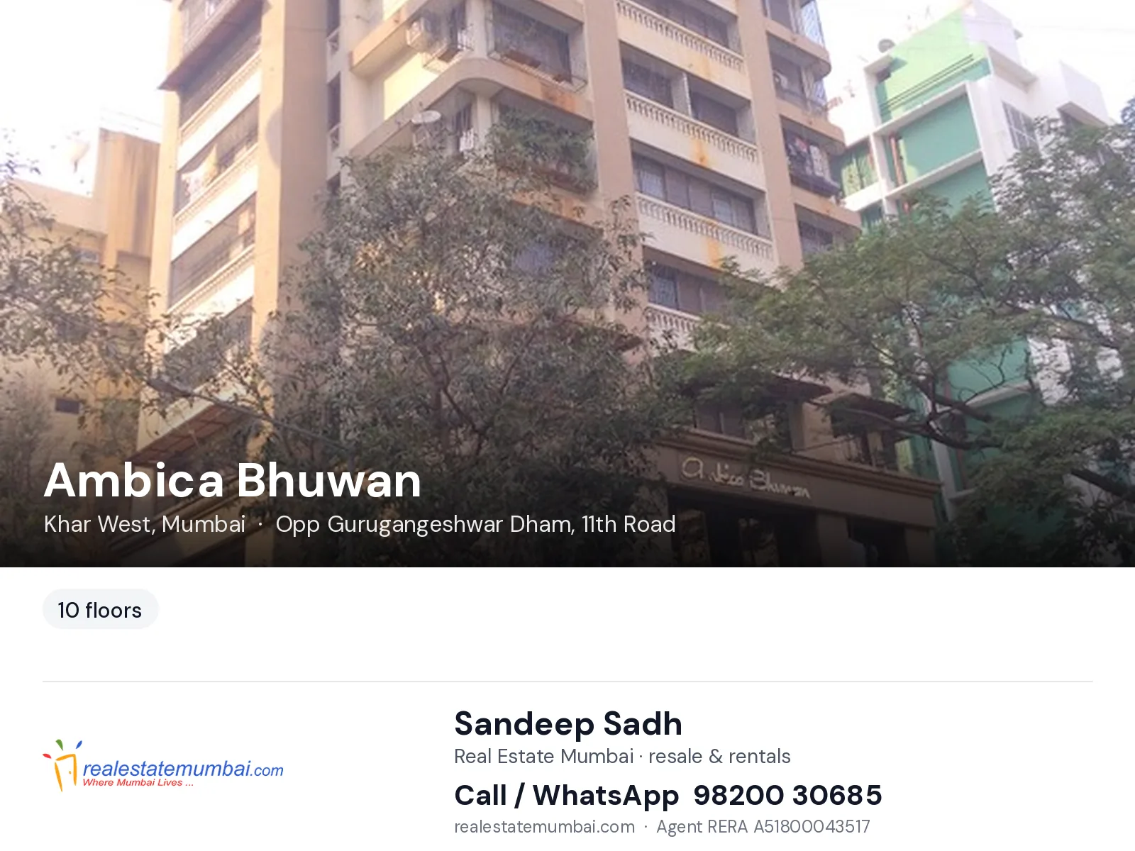 Ambica Bhuwan, Khar West, Mumbai — flats | Real Estate Mumbai, Sandeep Sadh 98200 30685
