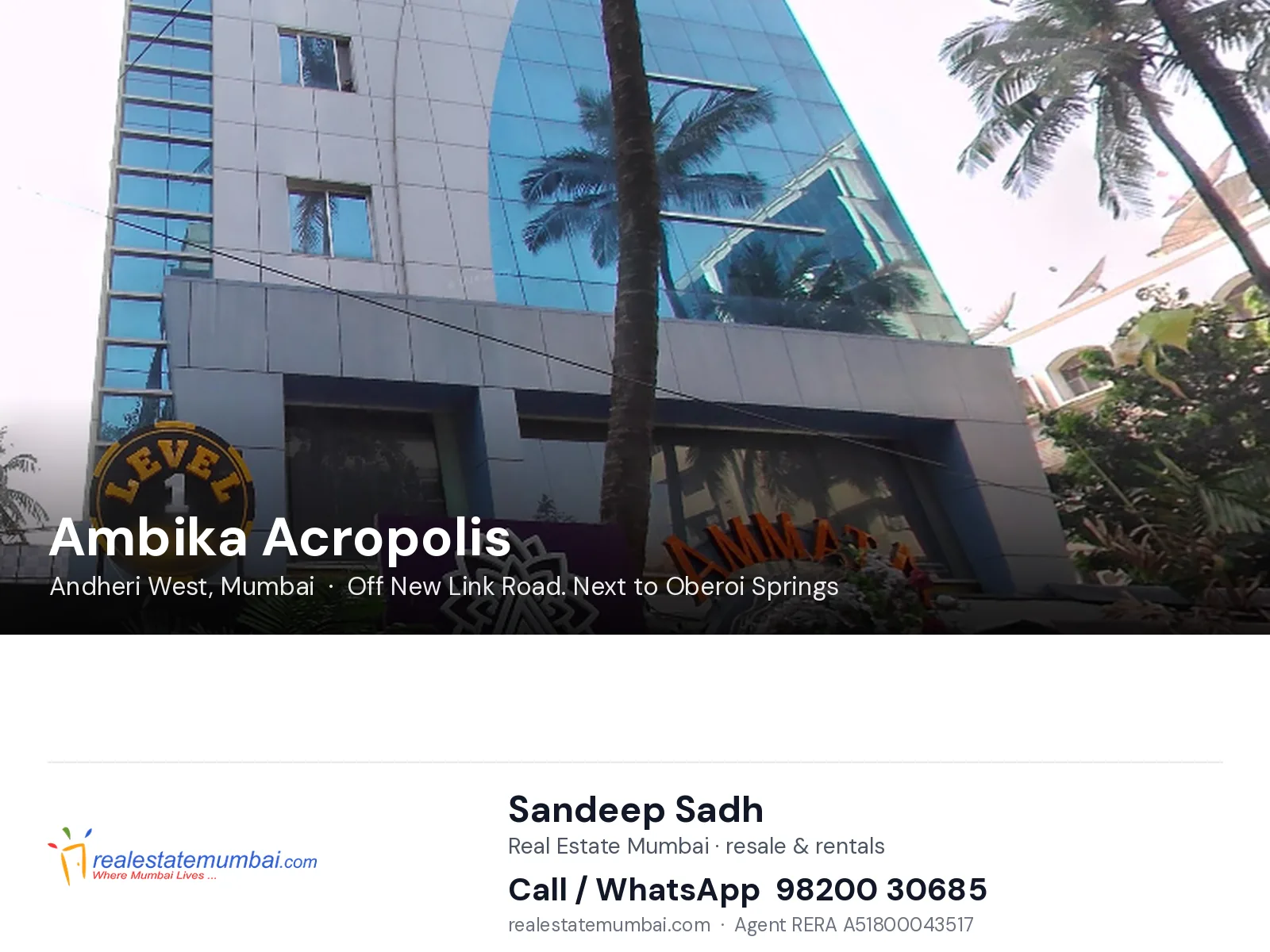 Ambika Acropolis, Andheri West, Mumbai — flats | Real Estate Mumbai, Sandeep Sadh 98200 30685