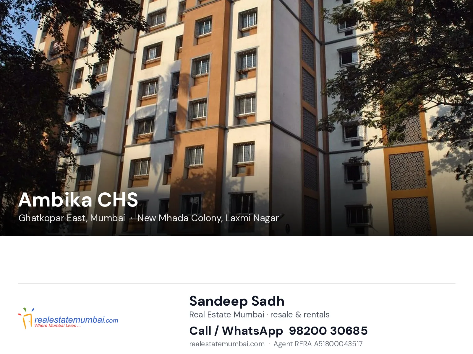 Ambika CHS, Ghatkopar East, Mumbai — flats | Real Estate Mumbai, Sandeep Sadh 98200 30685