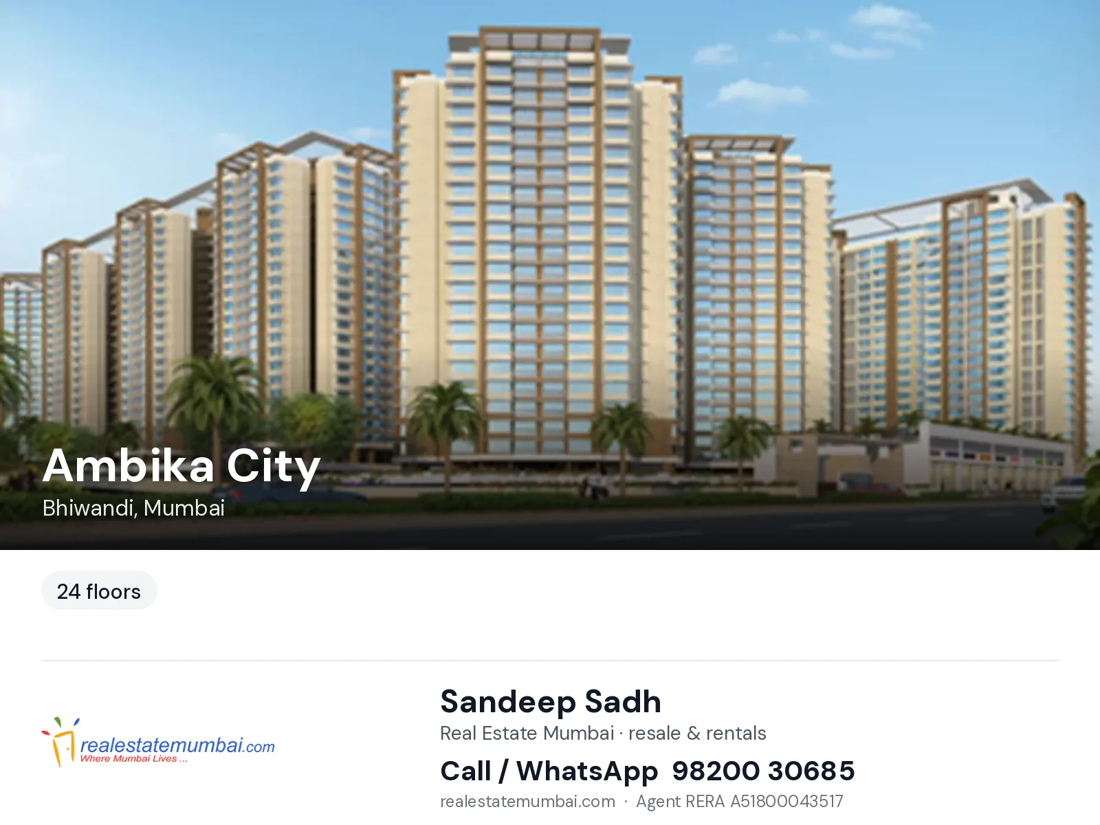Ambika City, Bhiwandi, Mumbai — flats | Real Estate Mumbai, Sandeep Sadh 98200 30685