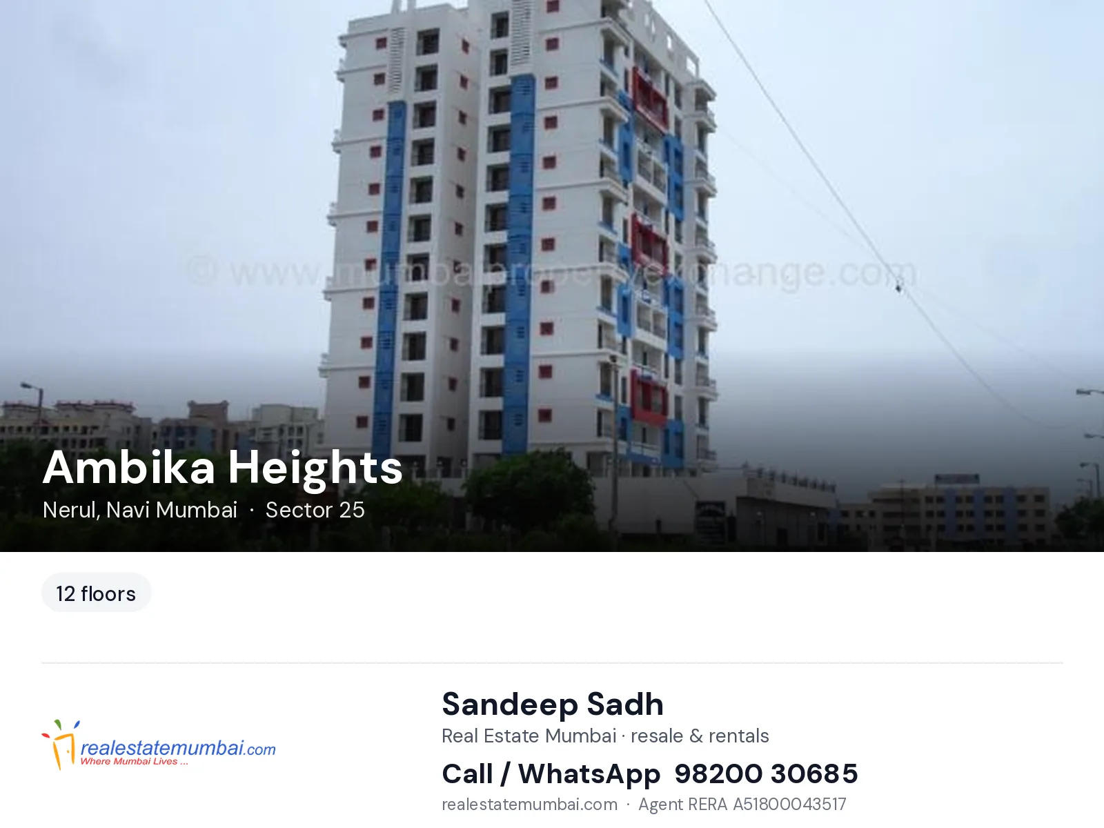 Ambika Heights, Nerul, Navi Mumbai — flats | Real Estate Mumbai, Sandeep Sadh 98200 30685