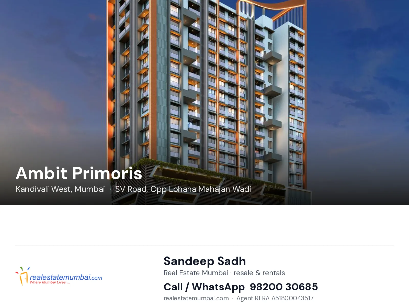 Ambit Primoris, Kandivali West, Mumbai — flats | Real Estate Mumbai, Sandeep Sadh 98200 30685