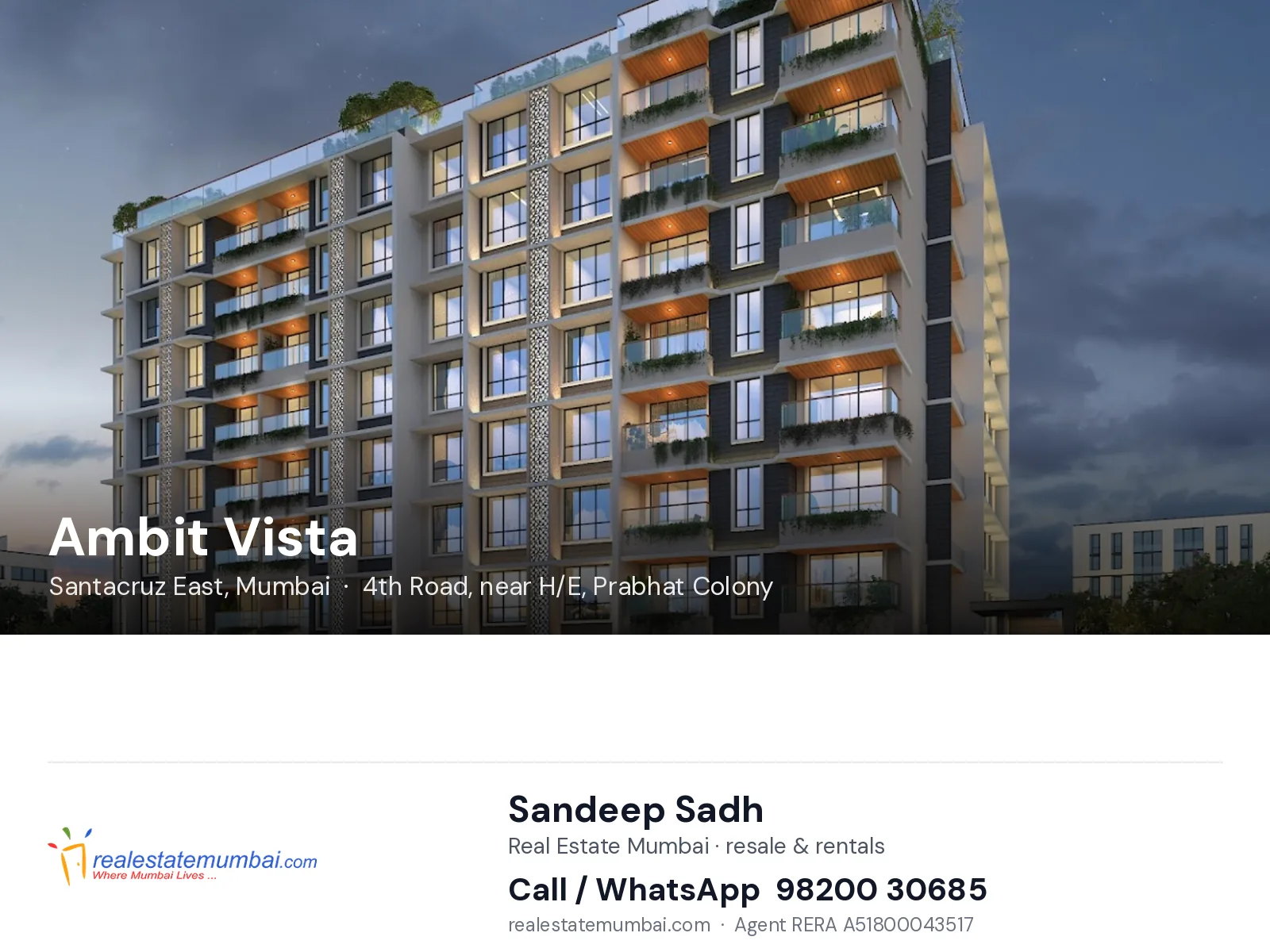 Ambit Vista, Santacruz East, Mumbai — flats | Real Estate Mumbai, Sandeep Sadh 98200 30685