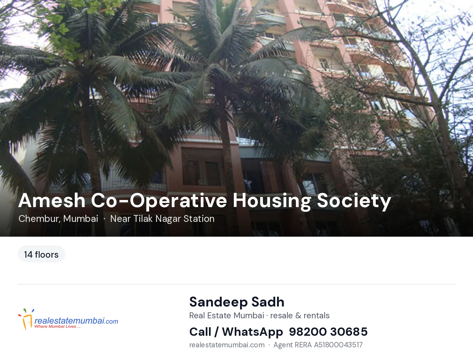 Amesh Co-Operative Housing Society, Chembur, Mumbai — flats | Real Estate Mumbai, Sandeep Sadh 98200 30685