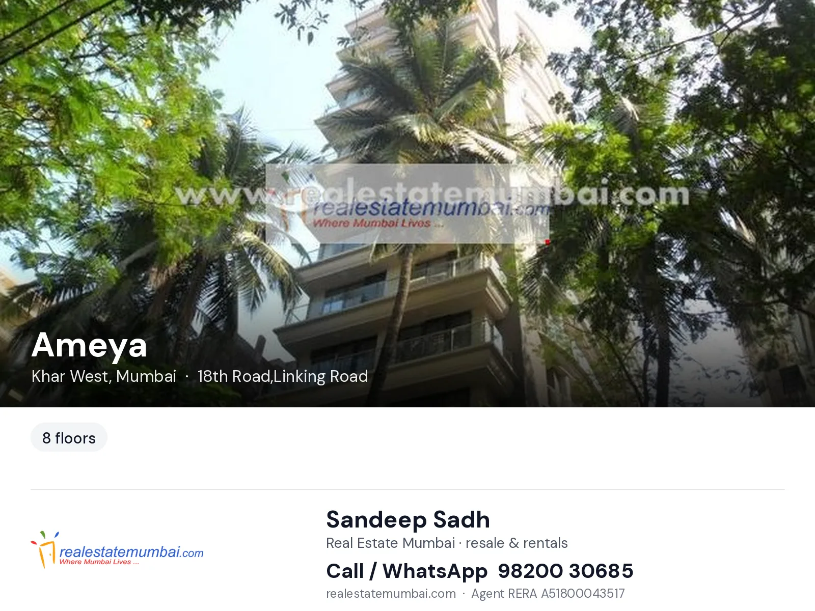 Ameya, Khar West, Mumbai — flats | Real Estate Mumbai, Sandeep Sadh 98200 30685