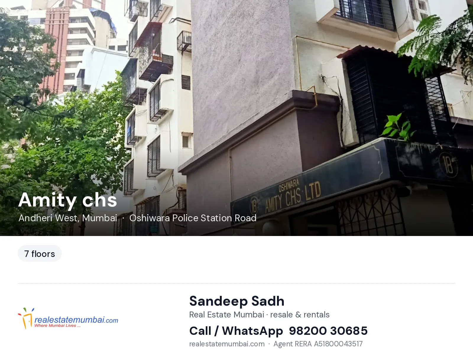 Amity chs, Andheri West, Mumbai — flats | Real Estate Mumbai, Sandeep Sadh 98200 30685