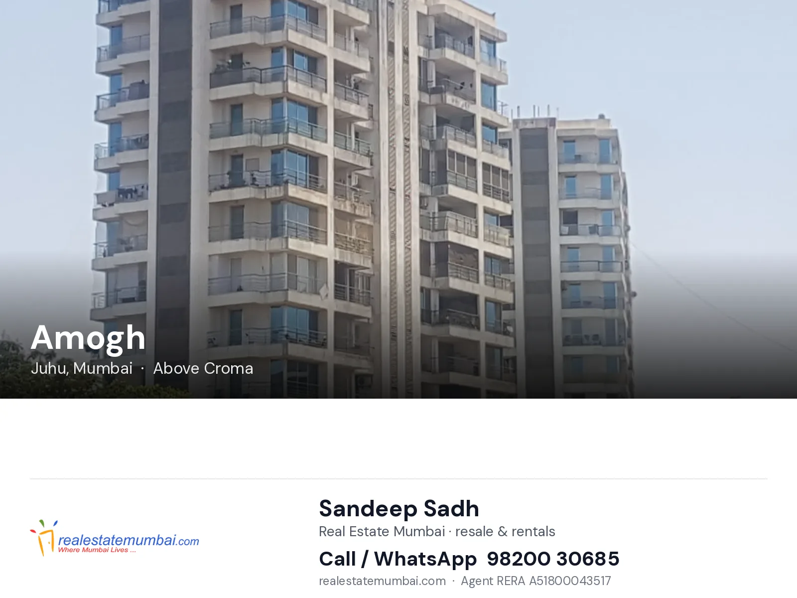 Amogh, Juhu, Mumbai — flats | Real Estate Mumbai, Sandeep Sadh 98200 30685