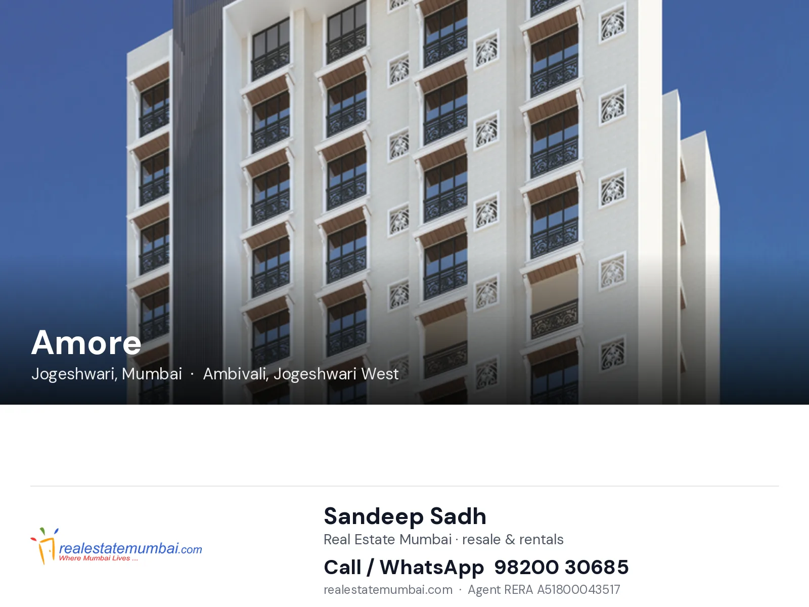 Amore, Jogeshwari, Mumbai — flats | Real Estate Mumbai, Sandeep Sadh 98200 30685