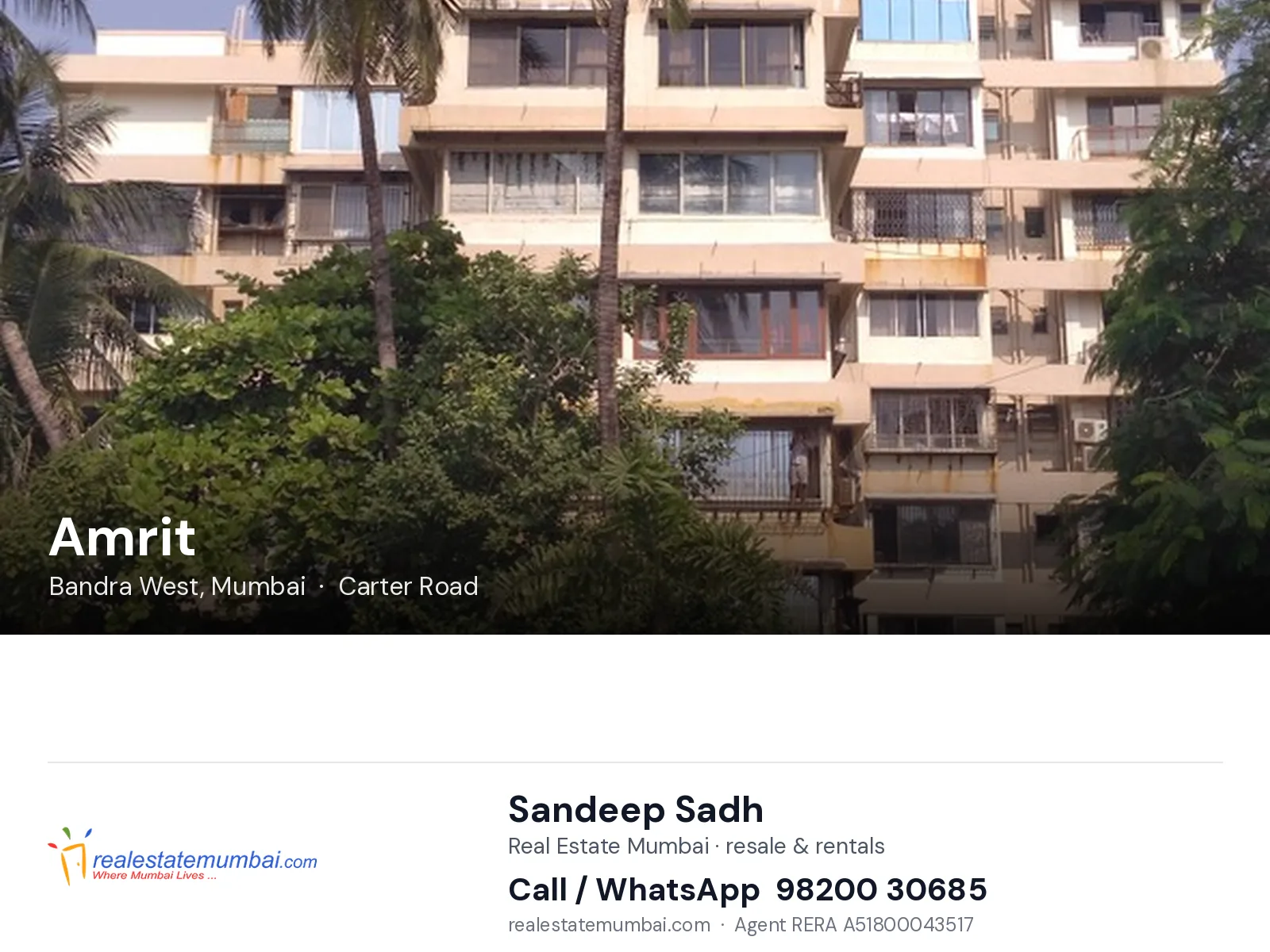 Amrit, Bandra West, Mumbai — flats | Real Estate Mumbai, Sandeep Sadh 98200 30685