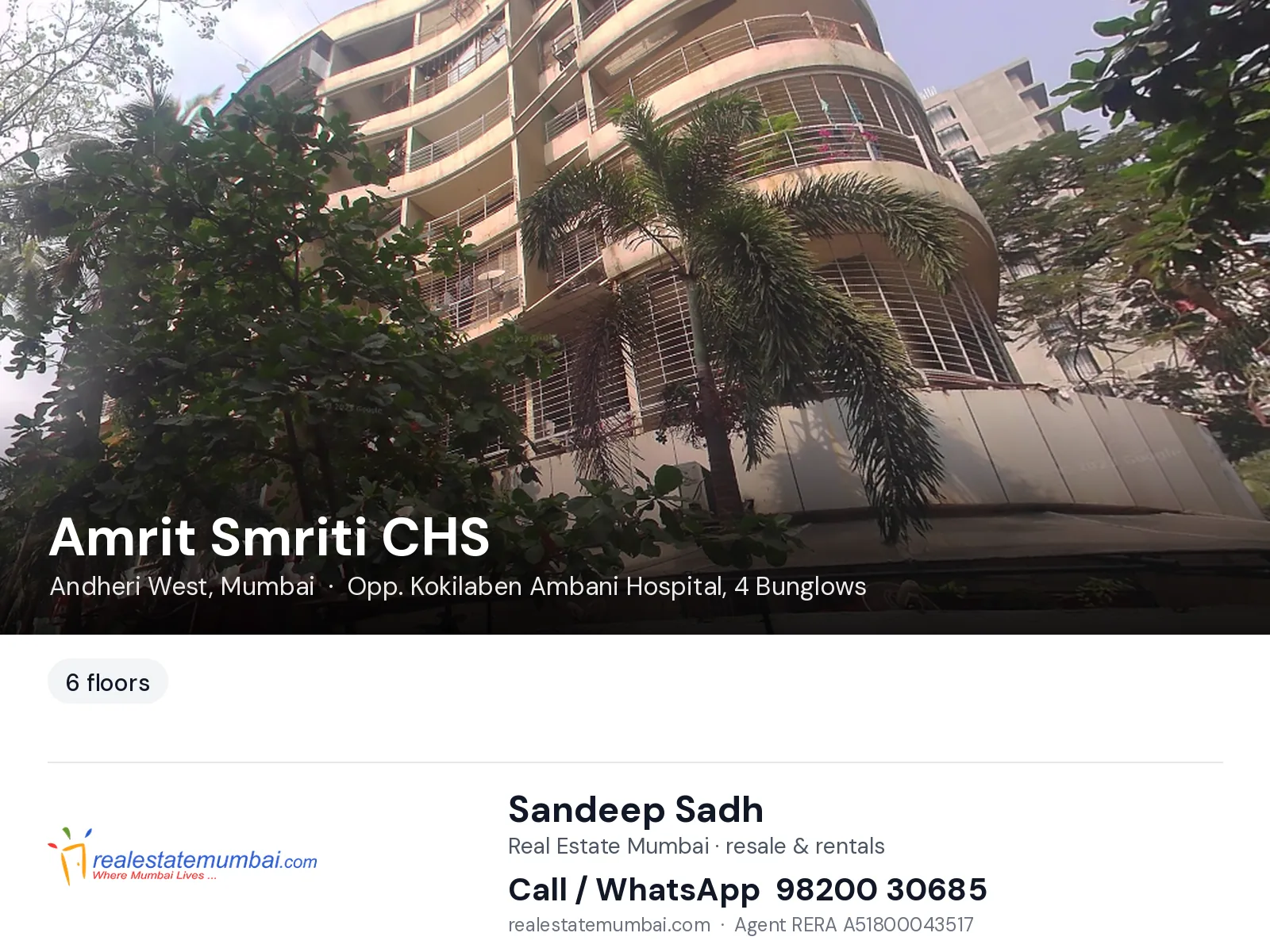 Amrit Smriti CHS, Andheri West, Mumbai — flats | Real Estate Mumbai, Sandeep Sadh 98200 30685