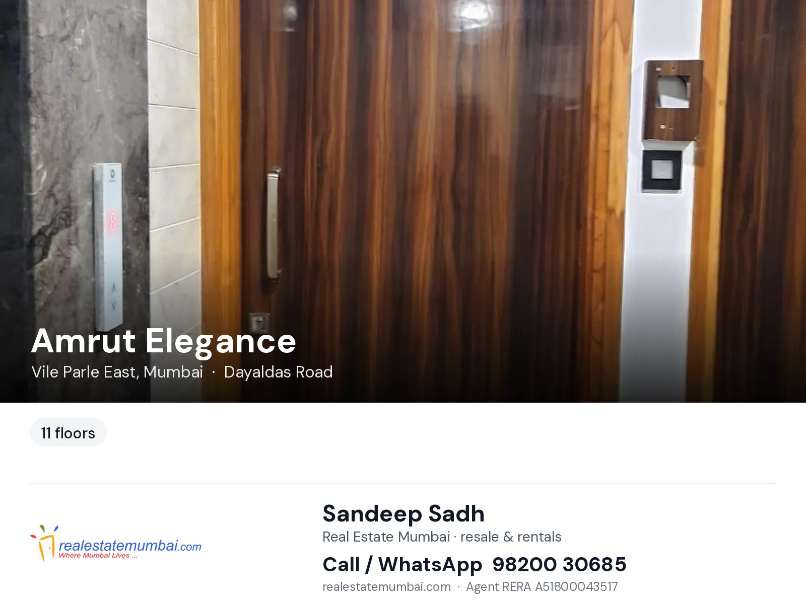 Amrut Elegance, Vile Parle East, Mumbai — flats | Real Estate Mumbai, Sandeep Sadh 98200 30685