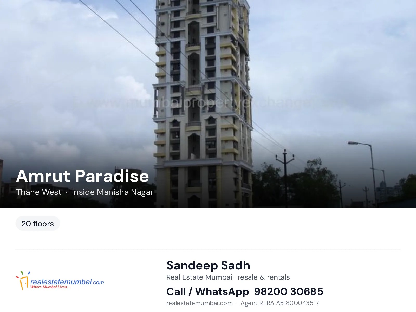 Amrut Paradise, Thane West — flats | Real Estate Mumbai, Sandeep Sadh 98200 30685