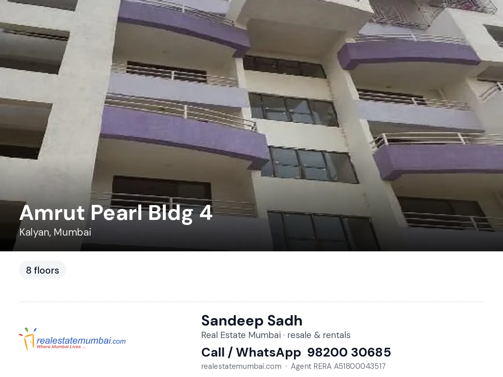 Amrut Pearl Bldg 4, Kalyan, Mumbai — flats | Real Estate Mumbai, Sandeep Sadh 98200 30685