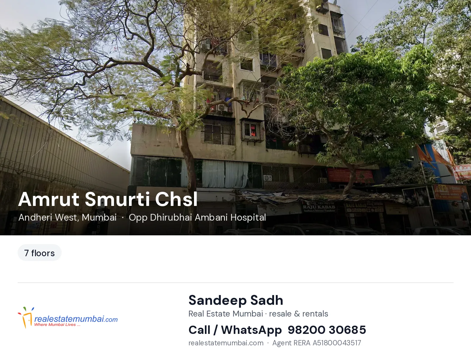 Amrut Smurti Chsl, Andheri West, Mumbai — flats | Real Estate Mumbai, Sandeep Sadh 98200 30685