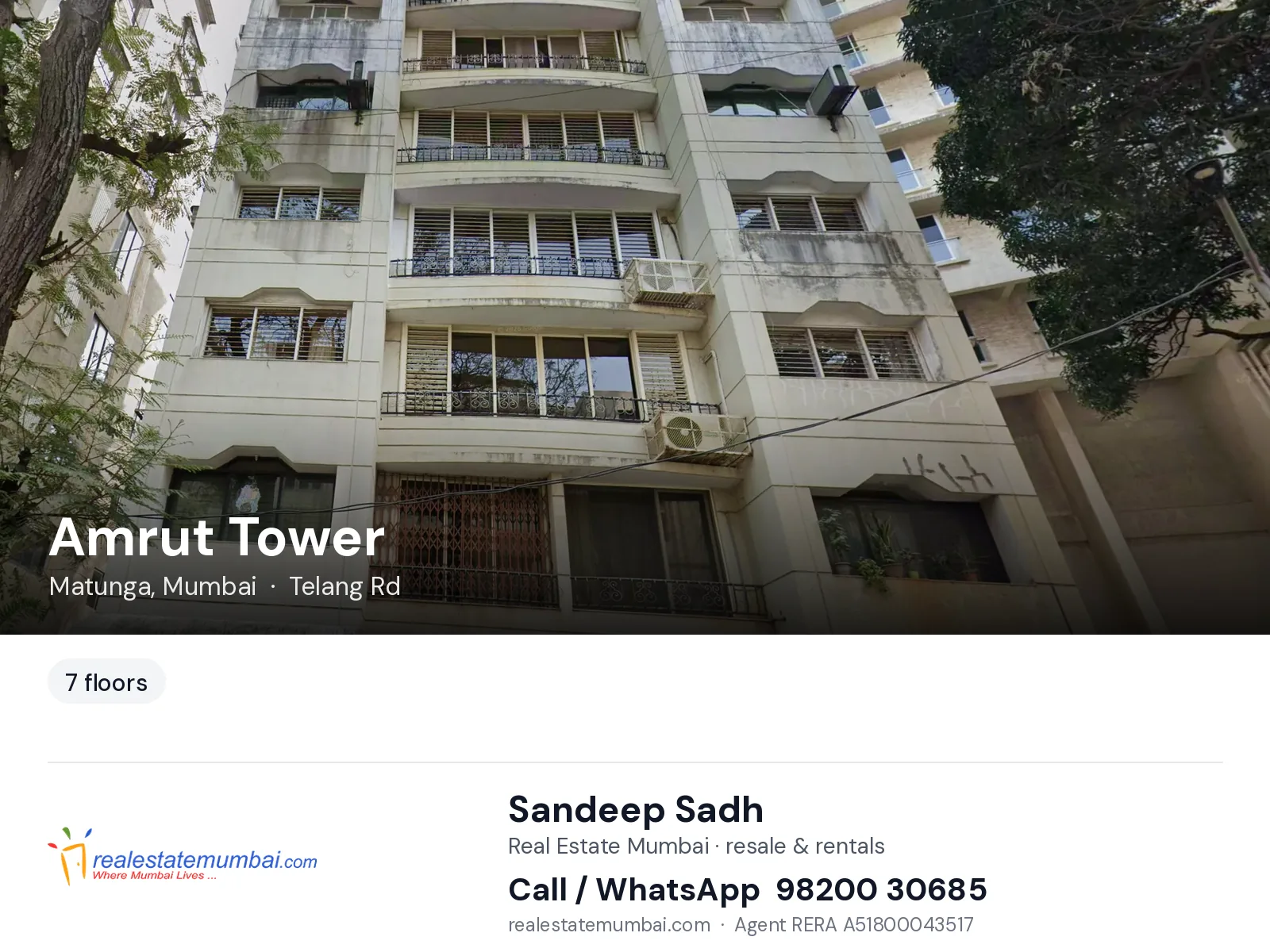 Amrut Tower, Matunga, Mumbai — flats | Real Estate Mumbai, Sandeep Sadh 98200 30685