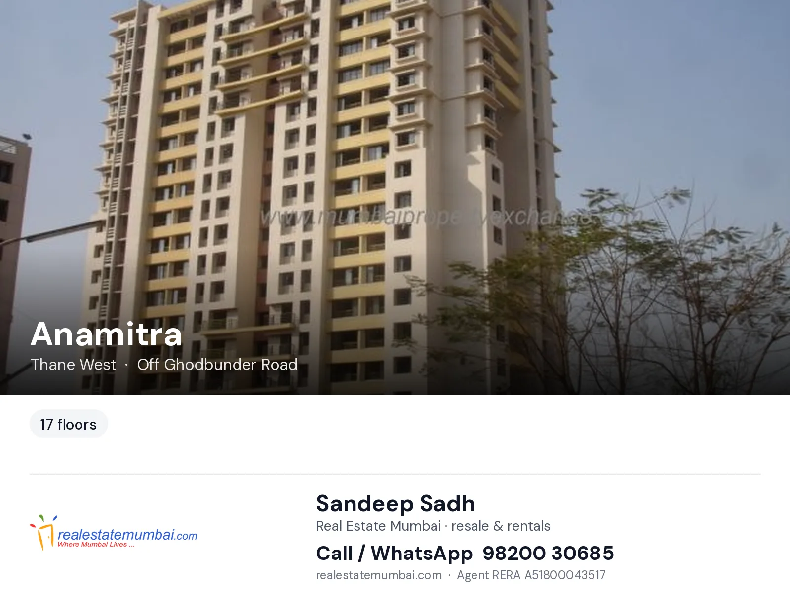 Anamitra, Thane West — flats | Real Estate Mumbai, Sandeep Sadh 98200 30685