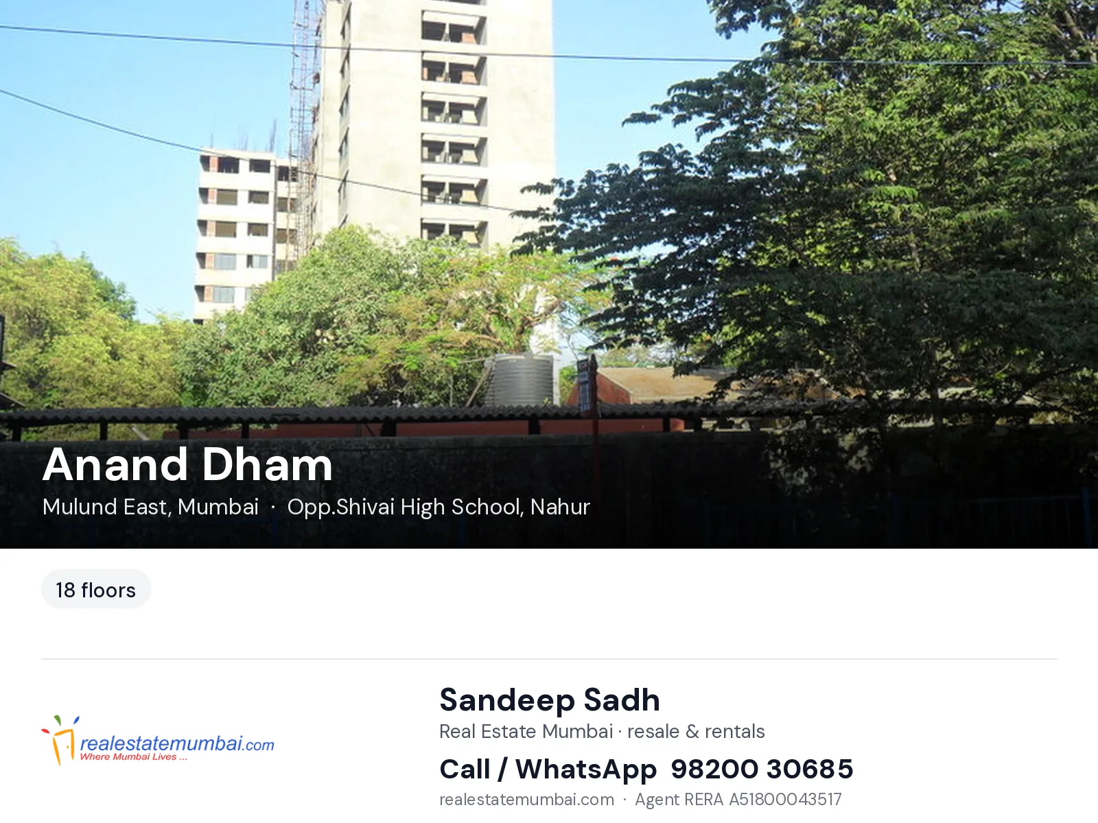 Anand Dham, Mulund East, Mumbai — flats | Real Estate Mumbai, Sandeep Sadh 98200 30685
