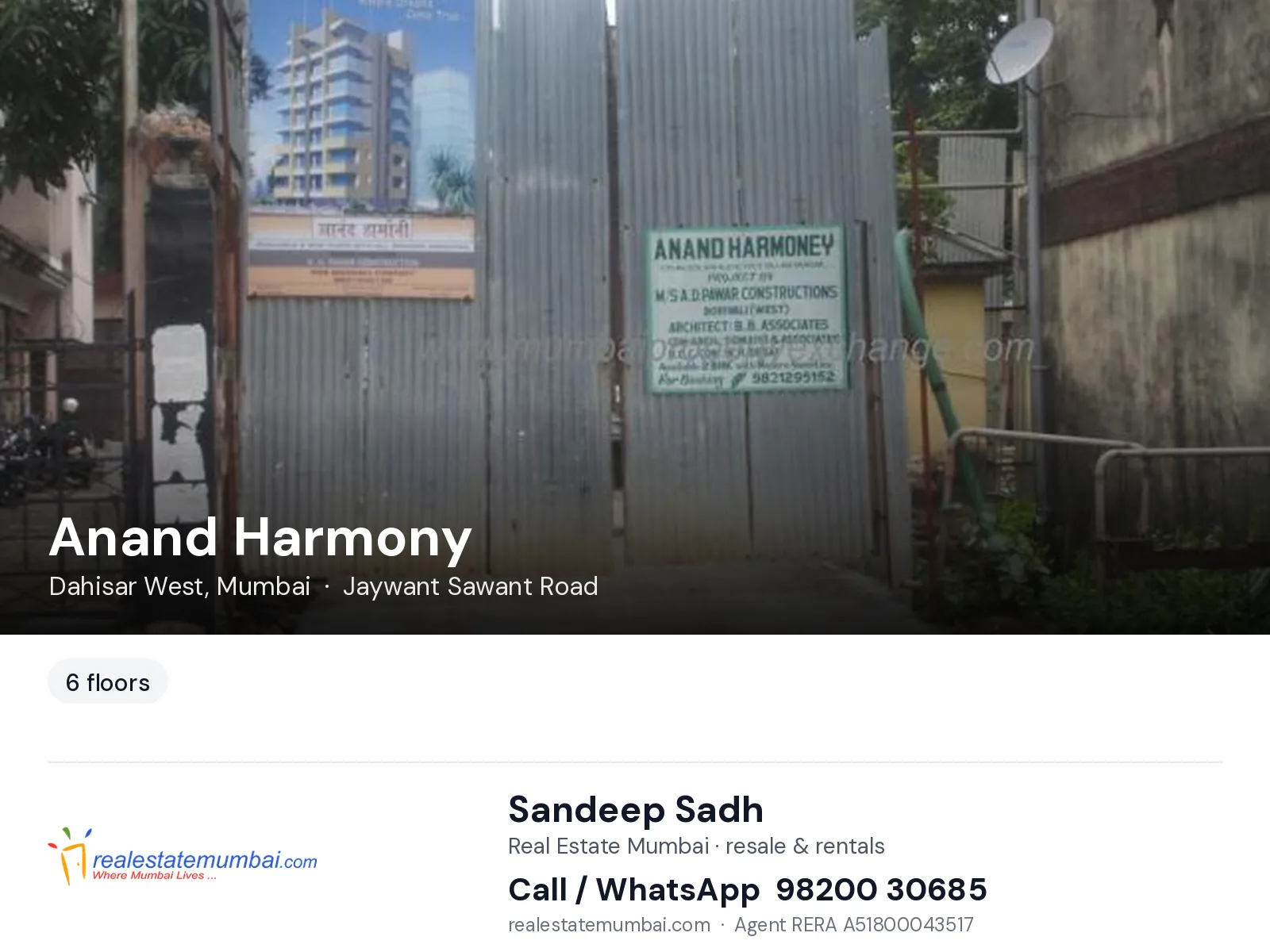 Anand Harmony, Dahisar West, Mumbai — flats | Real Estate Mumbai, Sandeep Sadh 98200 30685