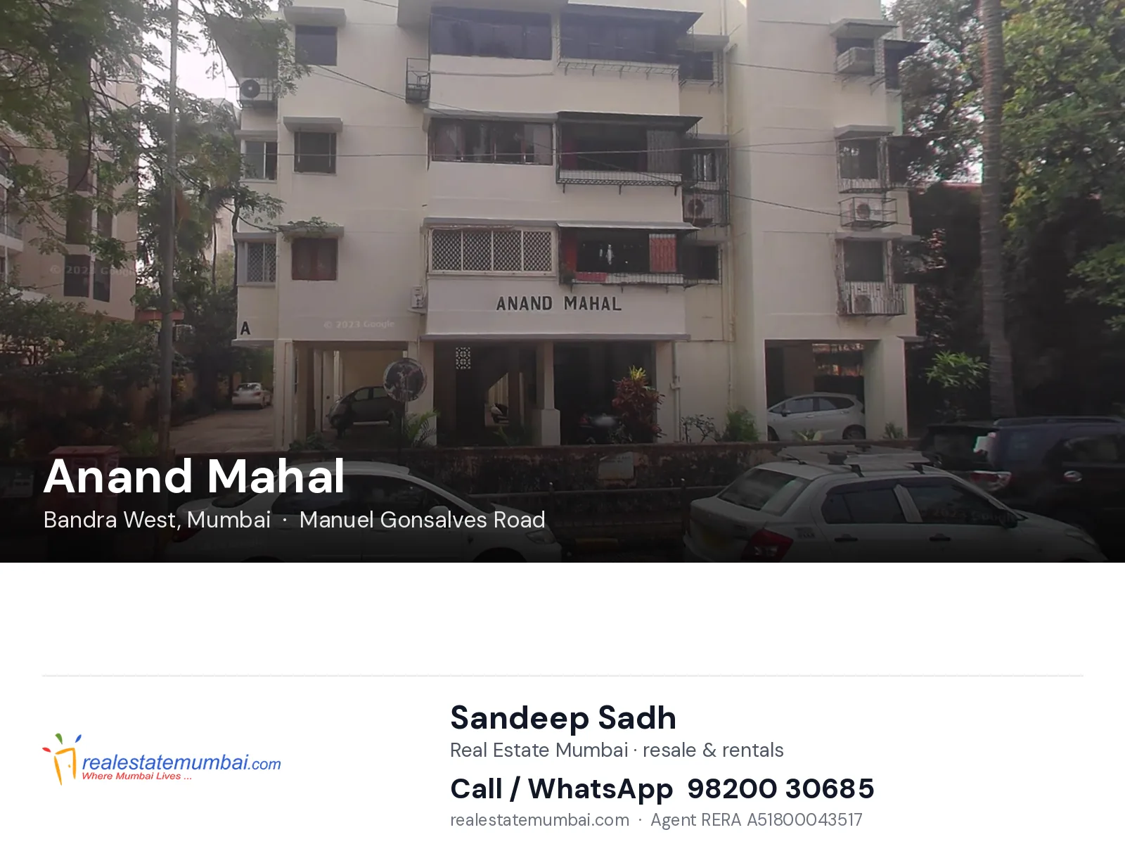Anand Mahal, Bandra West, Mumbai — flats | Real Estate Mumbai, Sandeep Sadh 98200 30685
