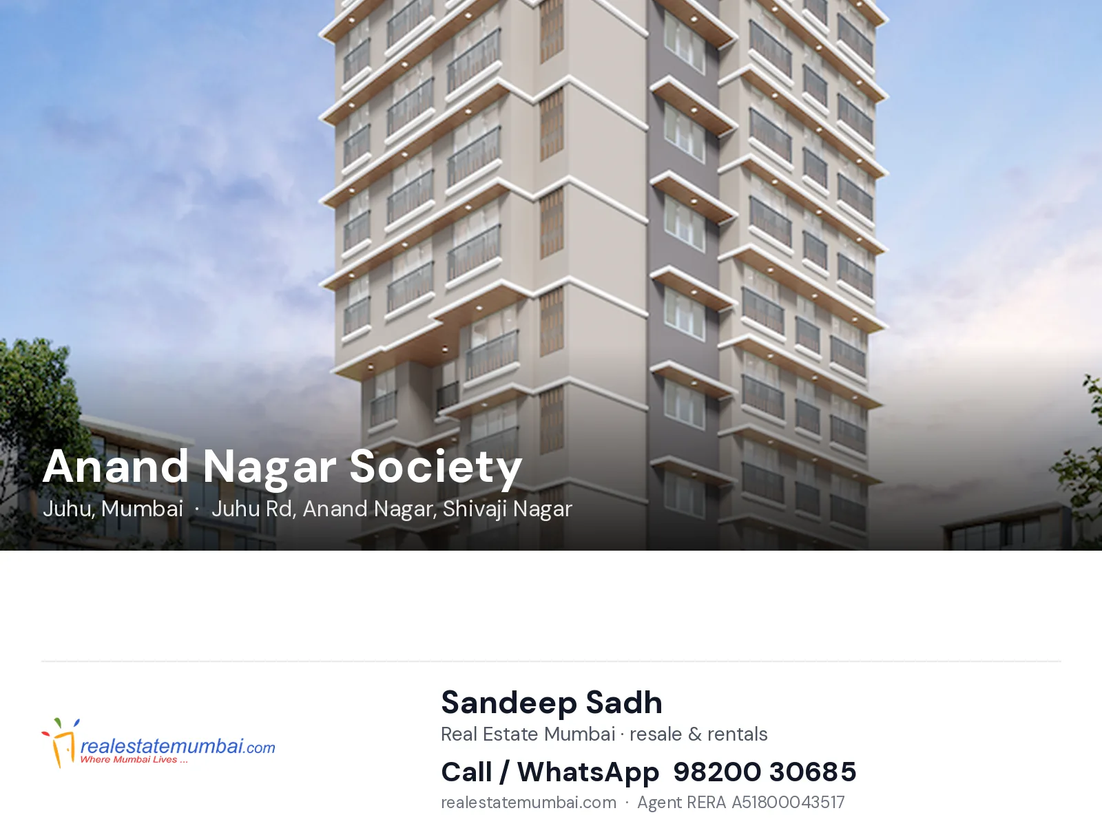 Anand Nagar Society, Juhu, Mumbai — flats | Real Estate Mumbai, Sandeep Sadh 98200 30685