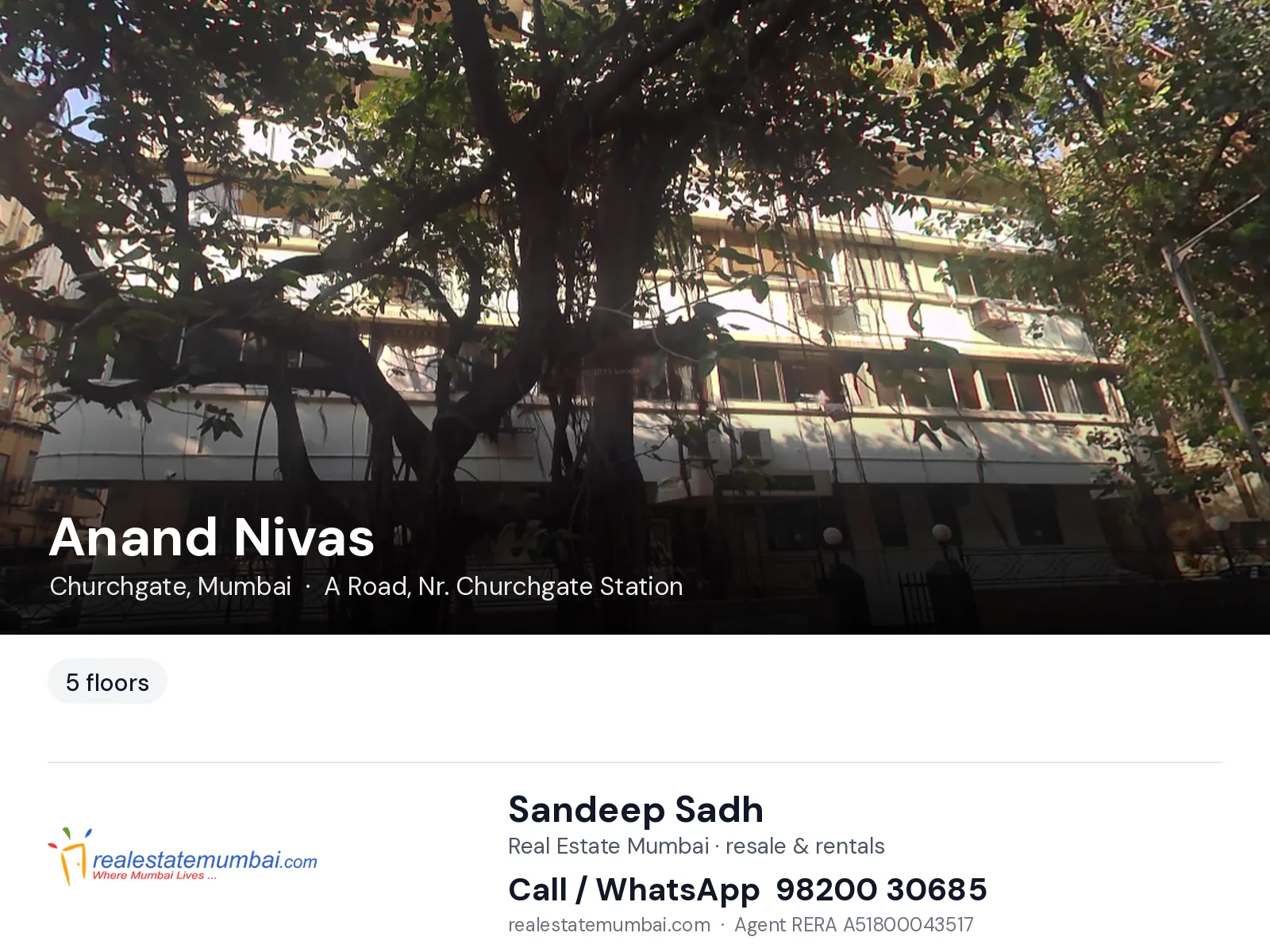 Anand Nivas, Churchgate, Mumbai — flats | Real Estate Mumbai, Sandeep Sadh 98200 30685